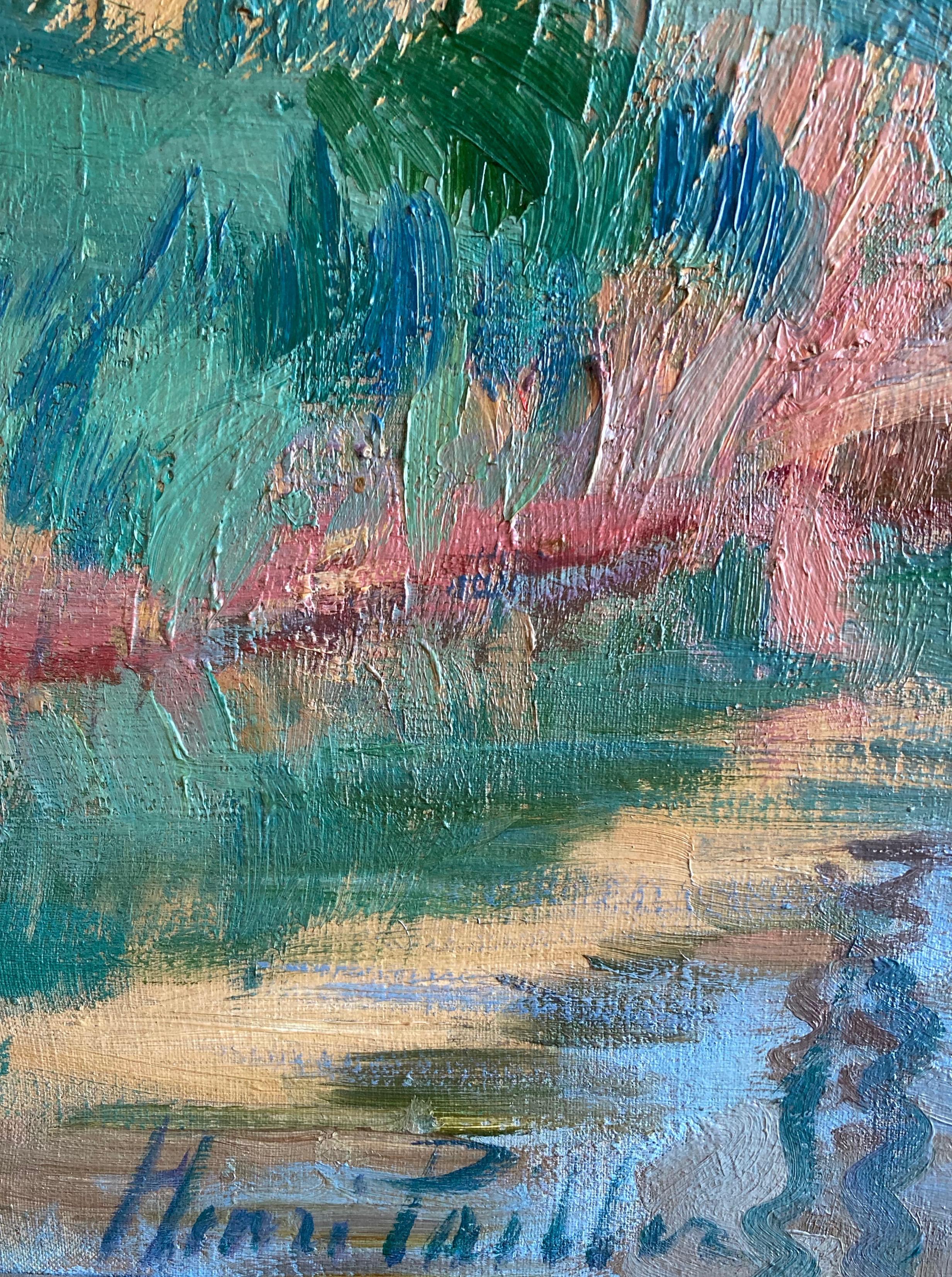  Henri Pailler, French Impressionist river landscape 4