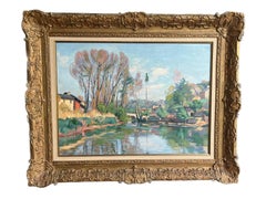  Henri Pailler, paysage fluvial impressionniste français