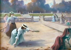 'Lawn Tennis at the Castle Park' by Henri Pasquier ( XIX – XX ) French Painter