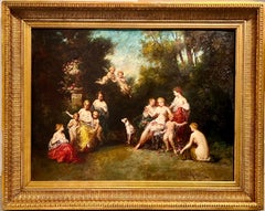 Large 19th century French Barbizon school oil - The outdoor concert - Monticelli