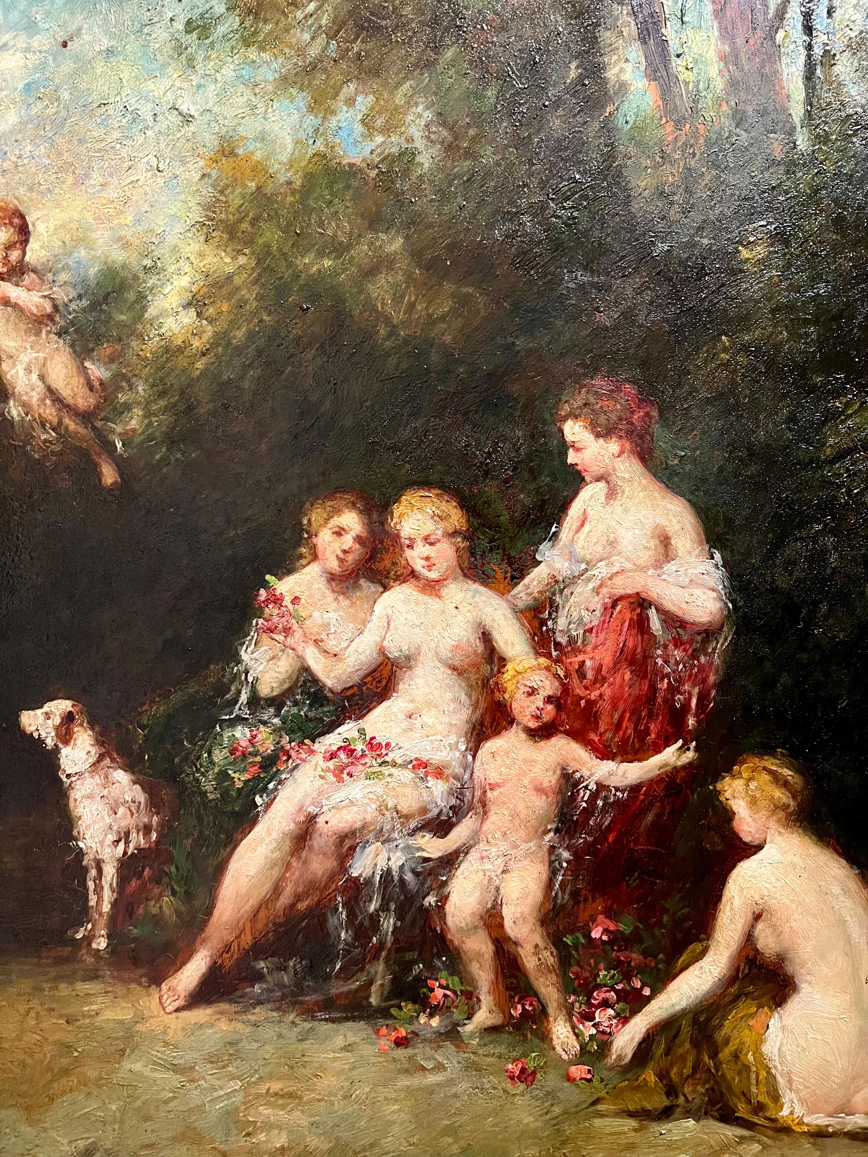 Large 19th century Barbizon painting 