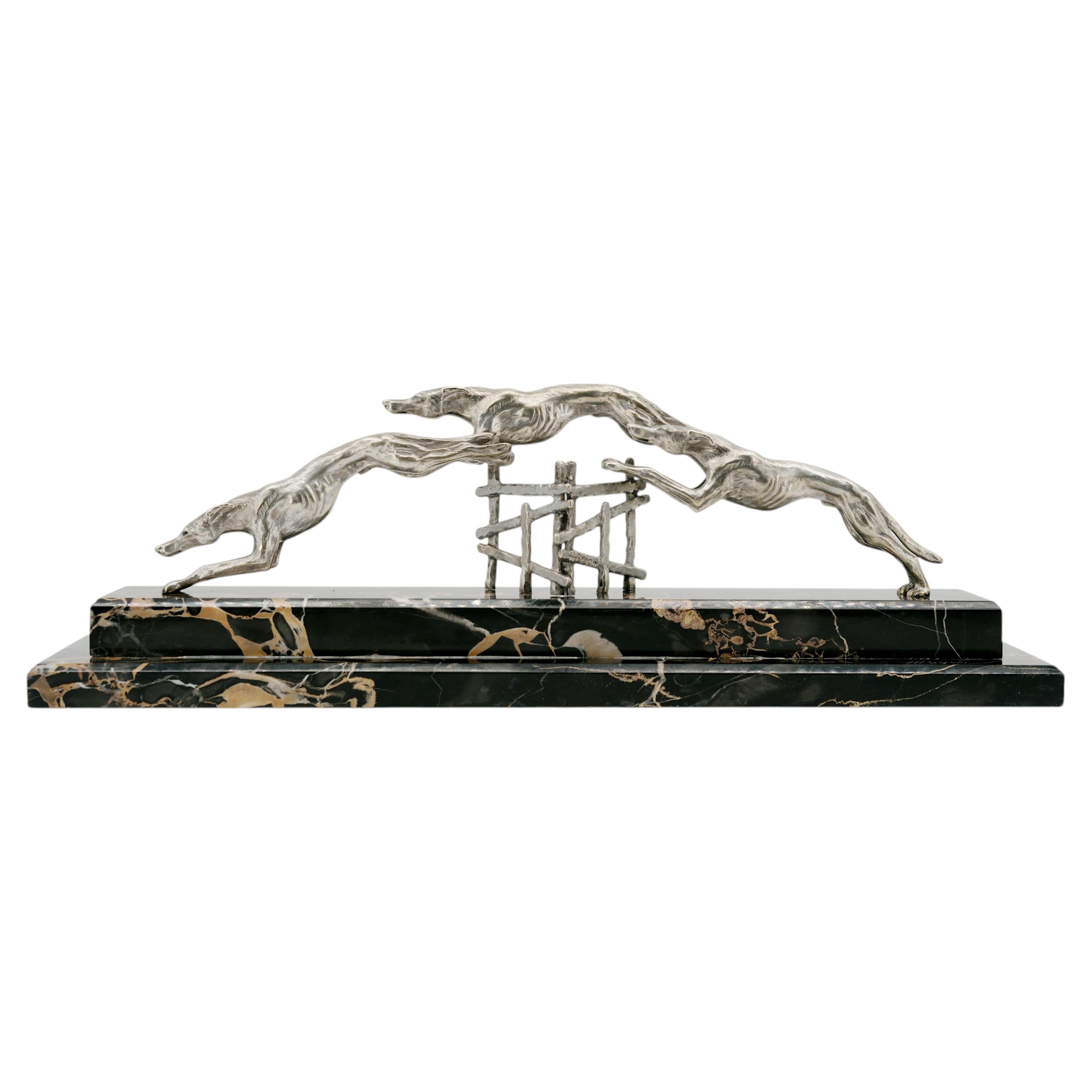 Henri Payen Art Deco Bronze Greyhound Race Sculpture 1920