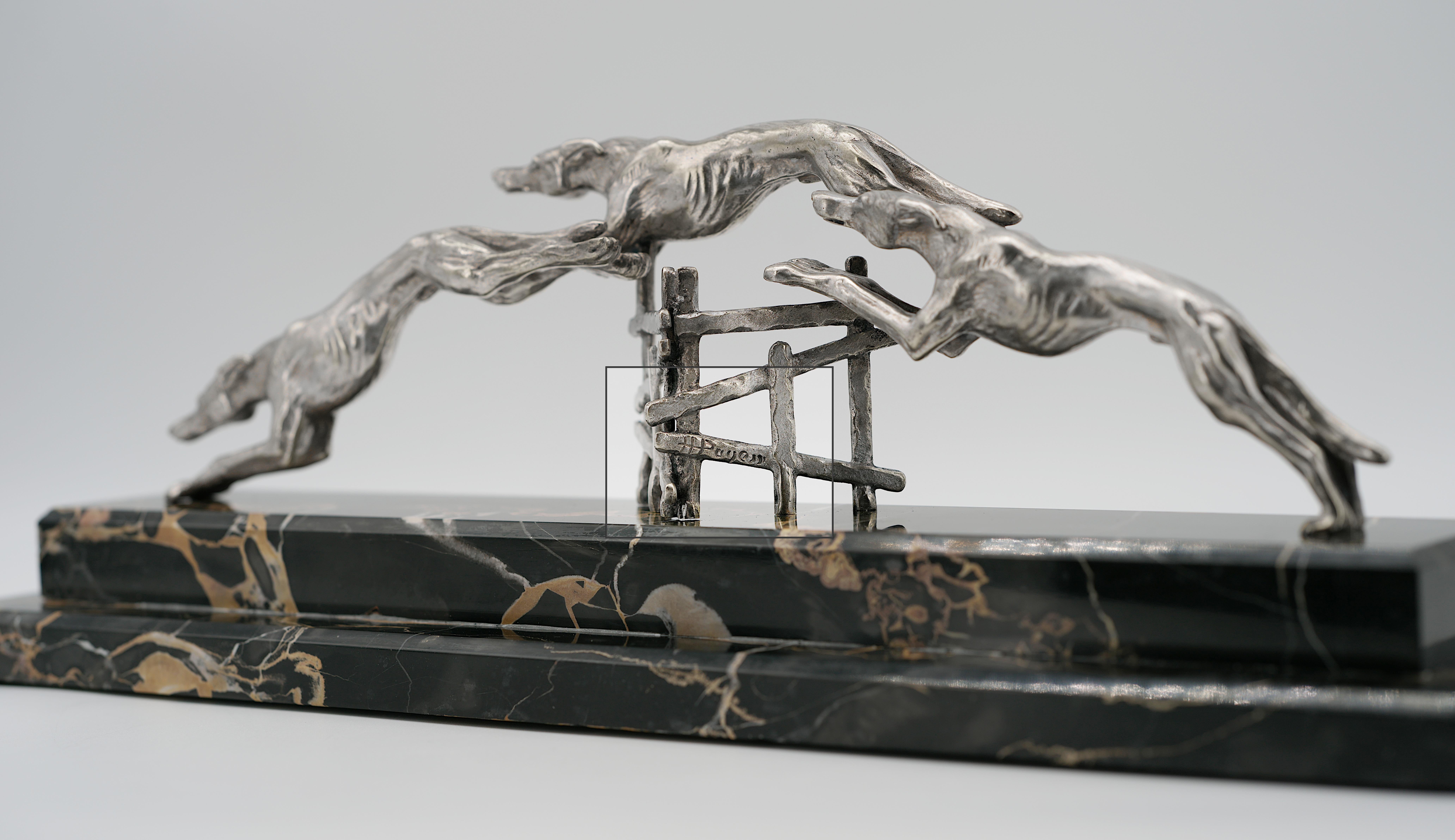Henri PAYEN French Art Deco Bronze Greyhound Race Sculpture, ca.1925 For Sale 4