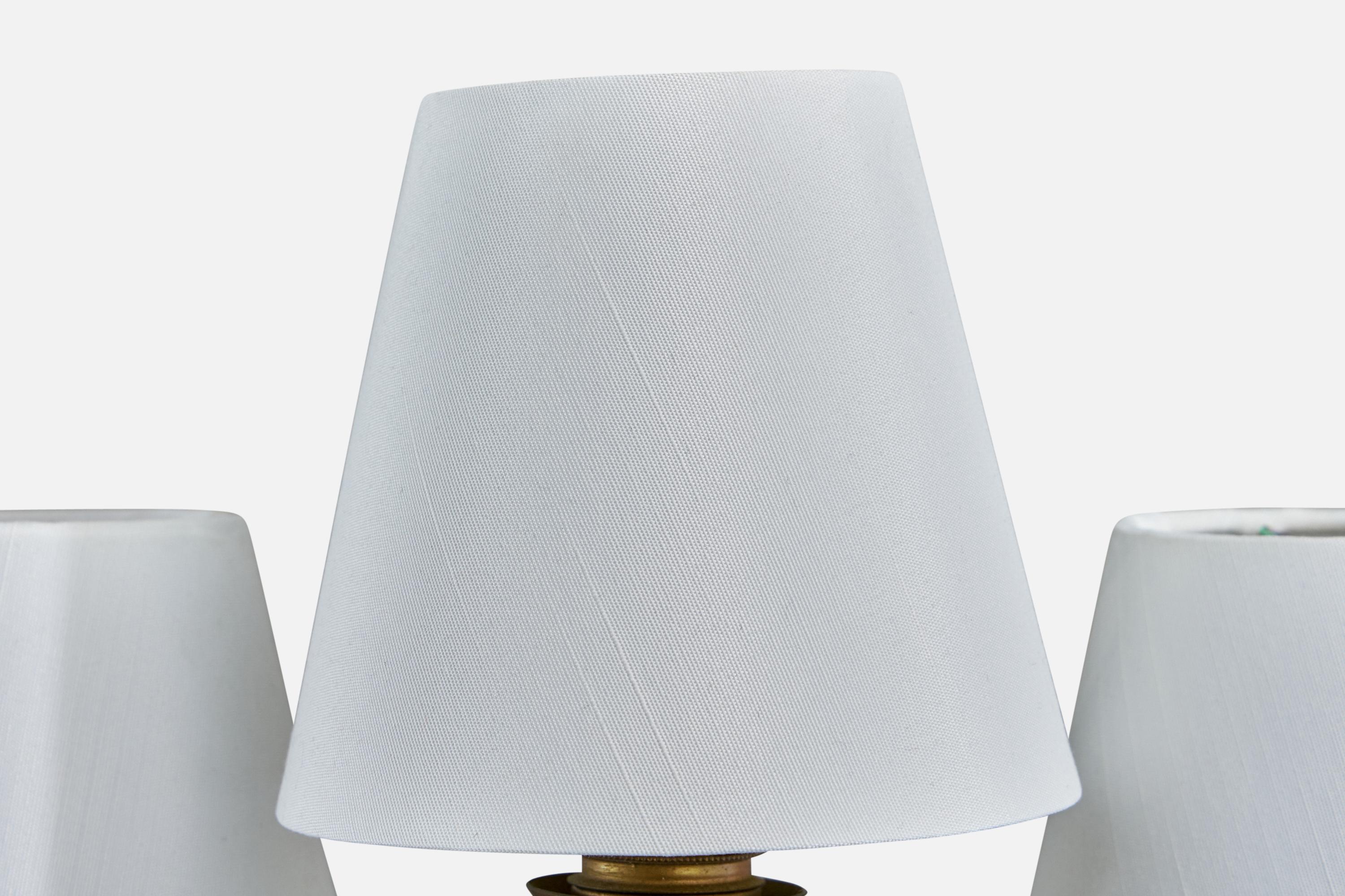 Henri Petitot, Wall Lights, Brass, Fabric, France, 1950s For Sale 3