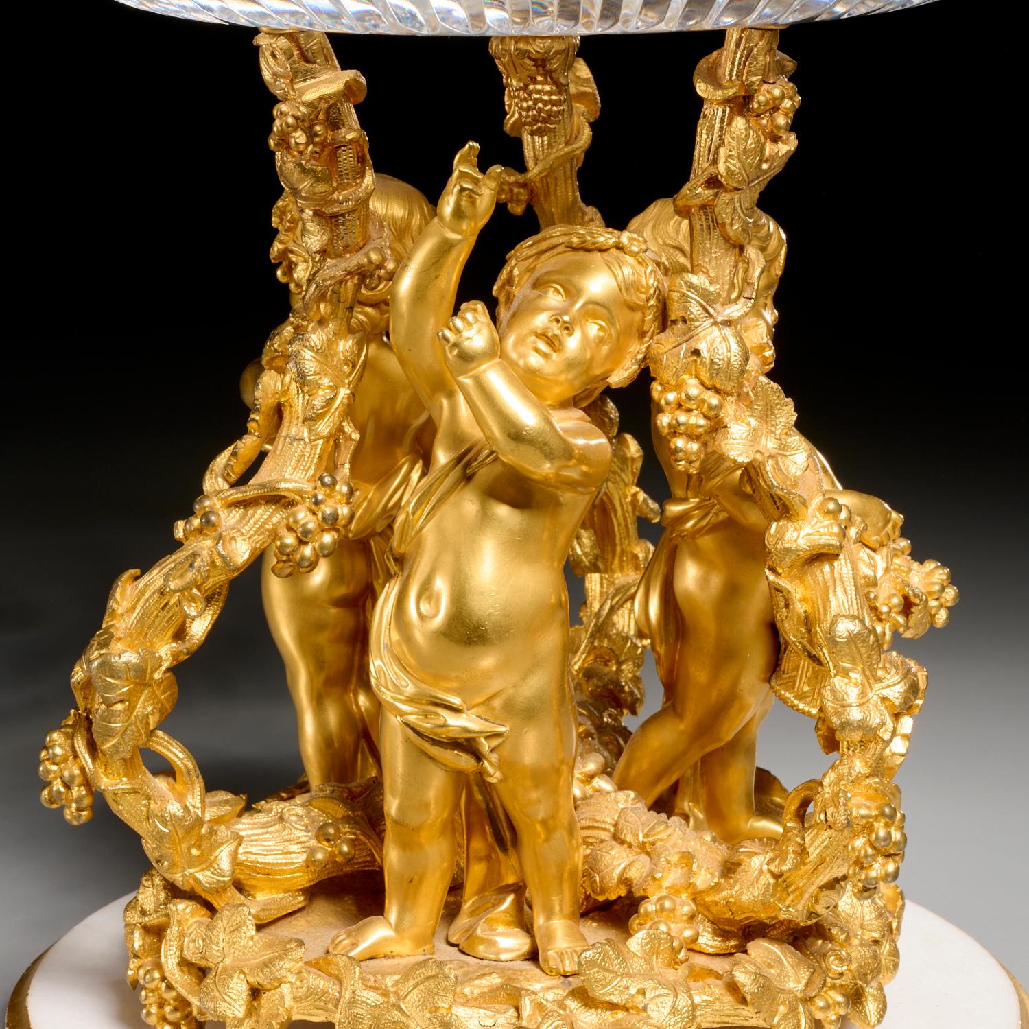 French Henri Picard (after), Bronze and Crystal Compote