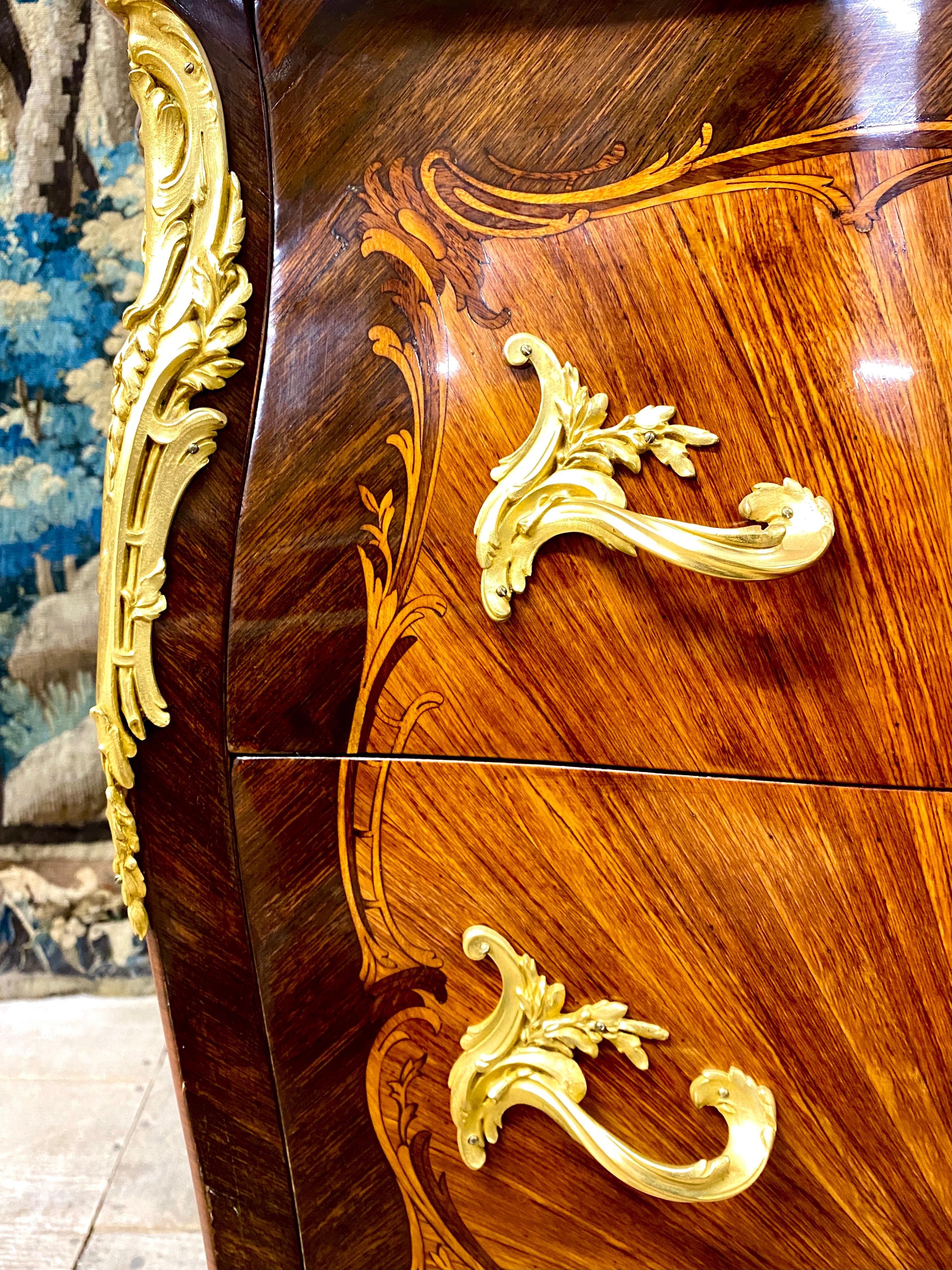 Henri Picard, Louis XV Style Chest Of Drawers in Marquetry Bronze, Napoleon III 3
