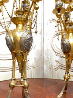 Henri Picard, Pair of Candelabra in Gilt and Silver Bronze, Napoleon III Period