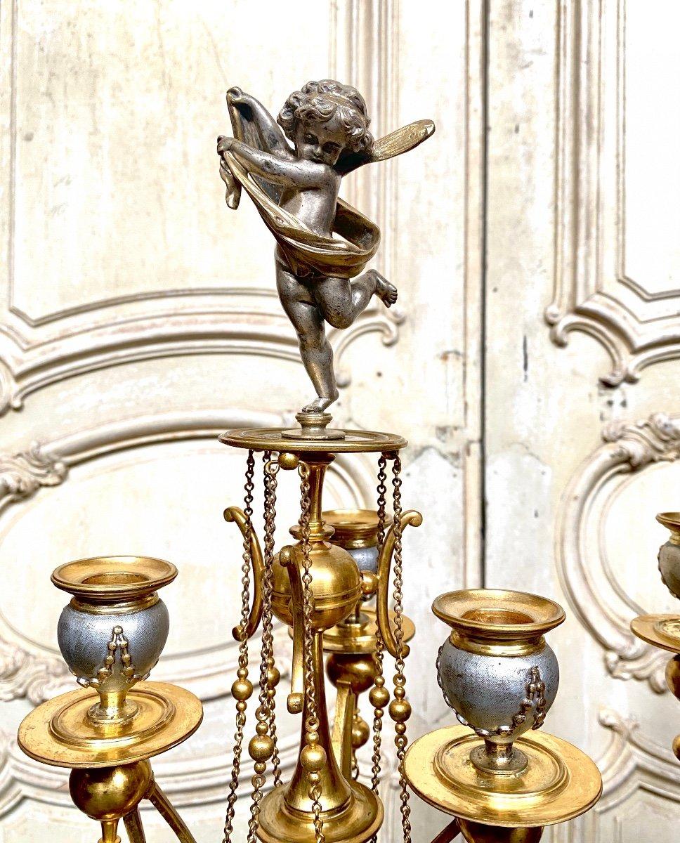 Henri Picard, Pair of Candelabra in Gilt and Silver Bronze, Napoleon III Period 2