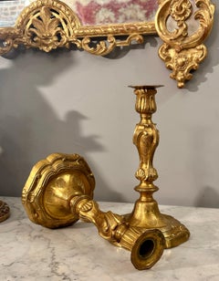 Henri Picard, Paire De Bougeoirs Flambeaux Bronze Style Louis XV XIXème