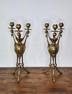 Coppia di candelabri in bronzo dorato del periodo Napoleone III firmati Henri Picard