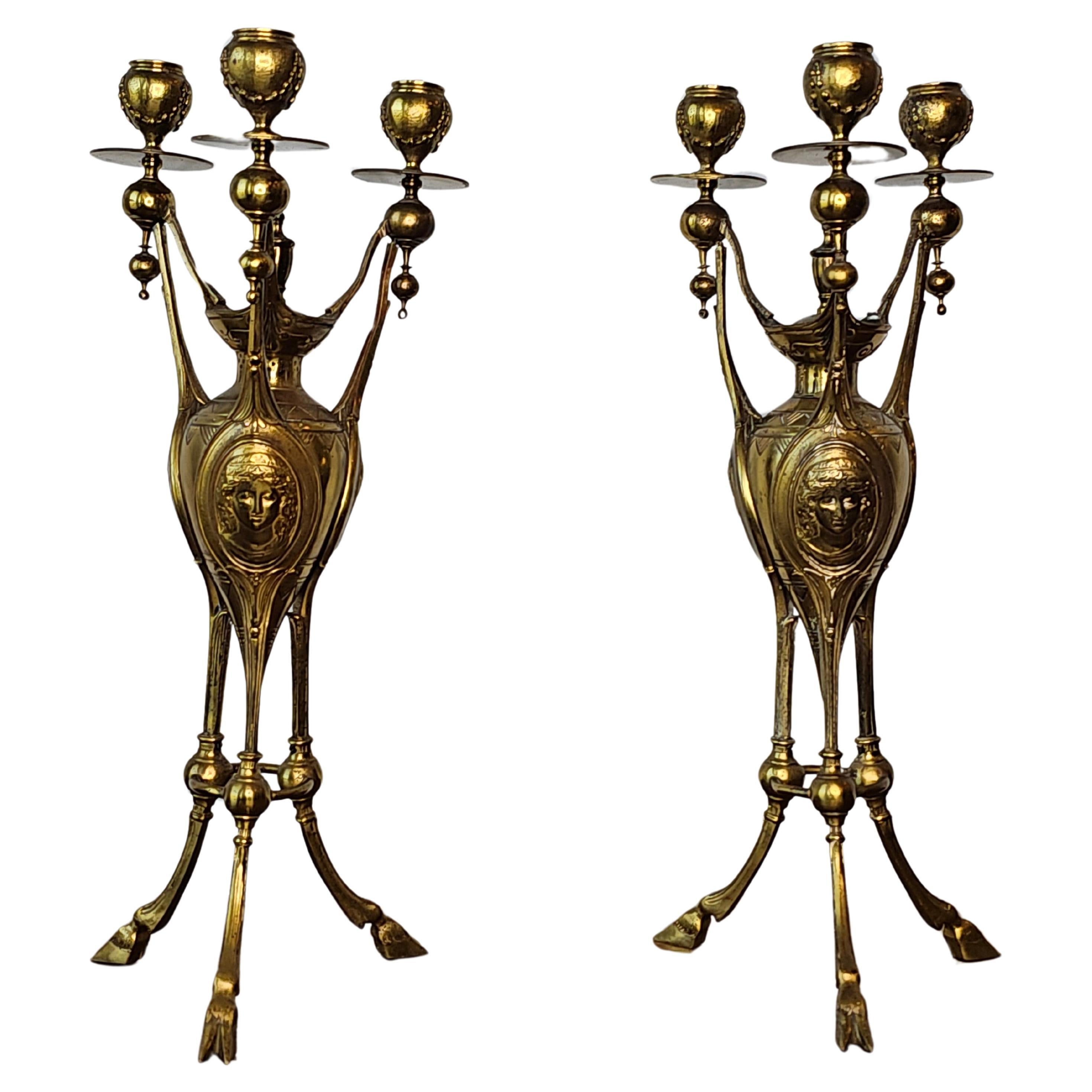 Paire de candélabres en bronze doré d'époque Napoléon III signée Henri Picard