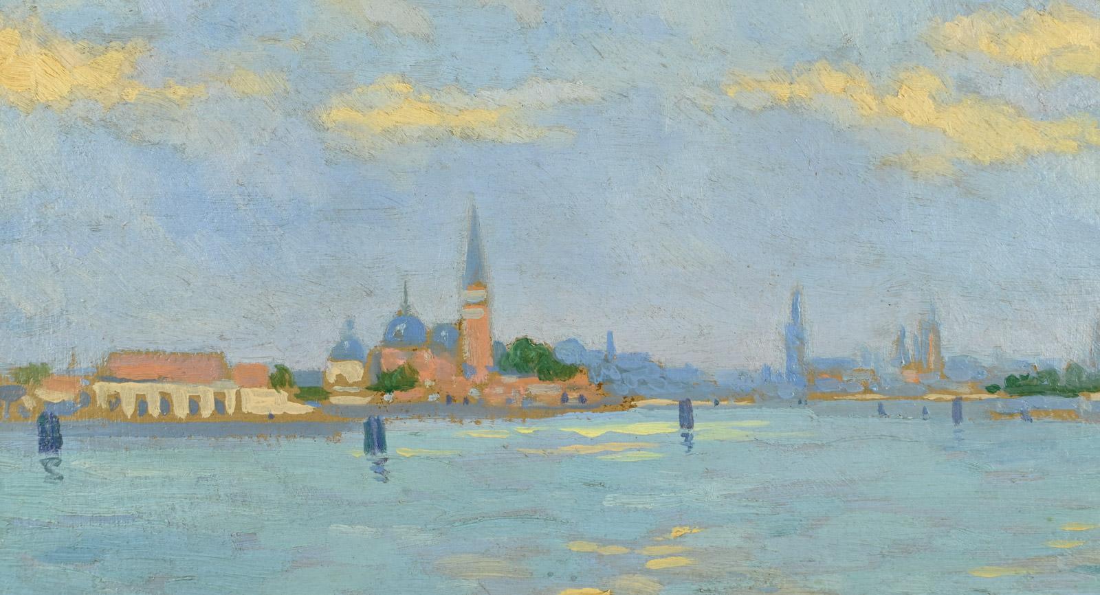 Henri Pierre LEJEUNE (1881-1961) 
 
 Le Grand Canal à Venise, éffet du soir

Oil on cardboard
Dimensions of the artwork: 27 x 53 cm Signed in the lower left corner
Provenance: Private collection, Normandy
Painting in excellent condition. Antique