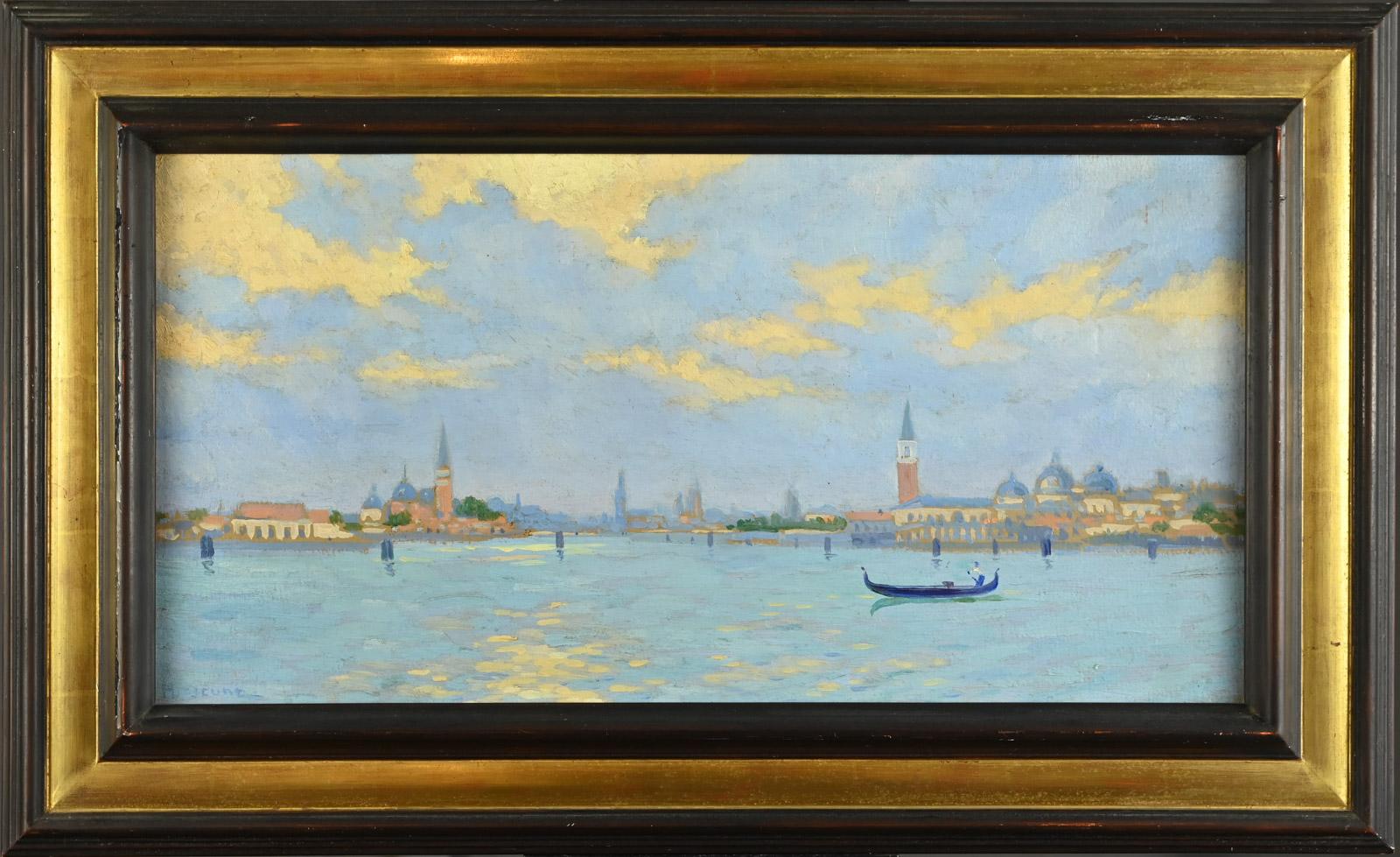 Henri Pierre LEJEUNE Landscape Painting - Le Grand Canal à Venise, effet du soir