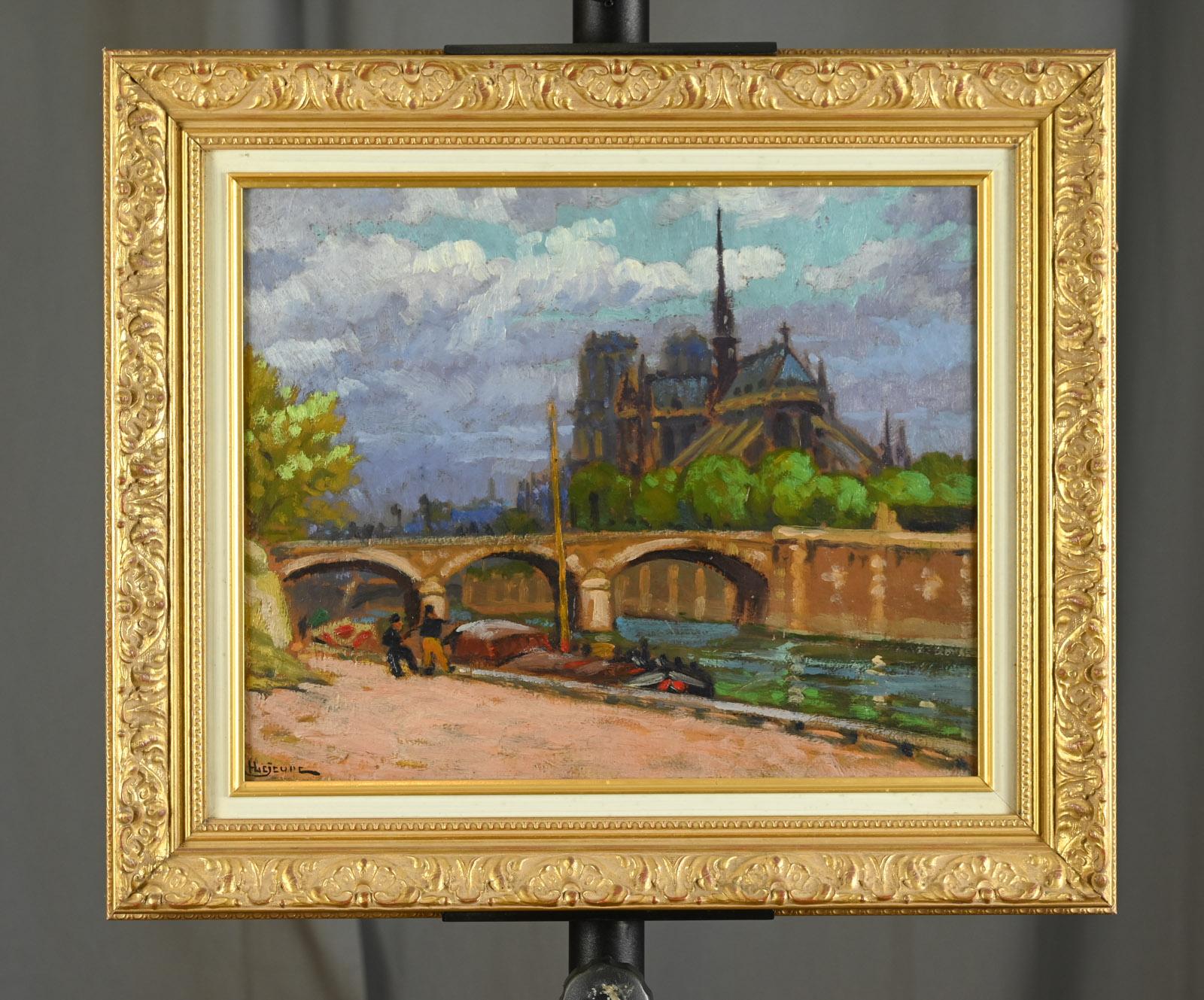 Notre Dame de Paris - Painting by Henri Pierre LEJEUNE