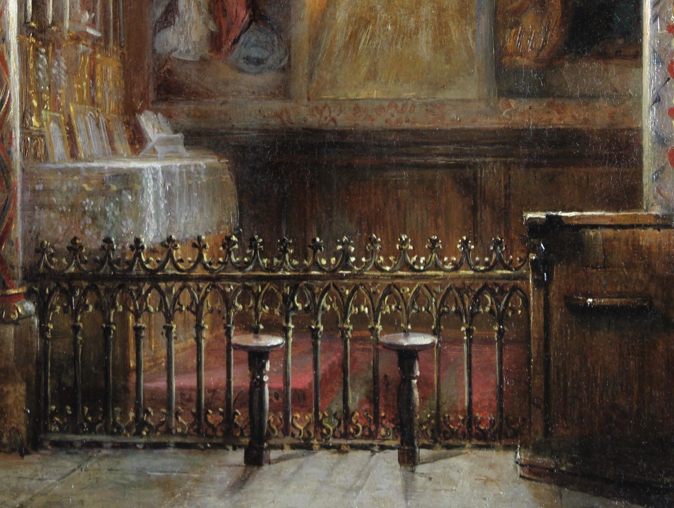 A chapel - French School Painting by Henri-Pierre Picou