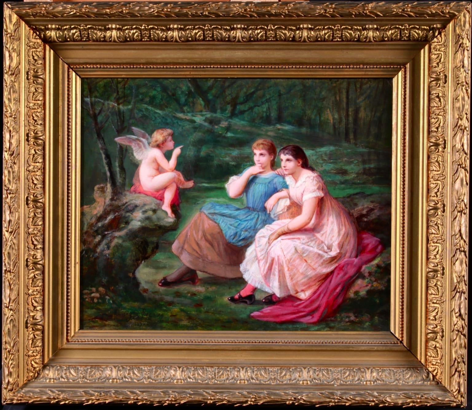 The Advice of Cupid - Romantic Oil, Figures in Landscape by Henri Pierre Picou - Painting by Henri-Pierre Picou