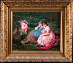 The Advice of Cupid - Romantic Oil, Figures in Landscape by Henri Pierre Picou