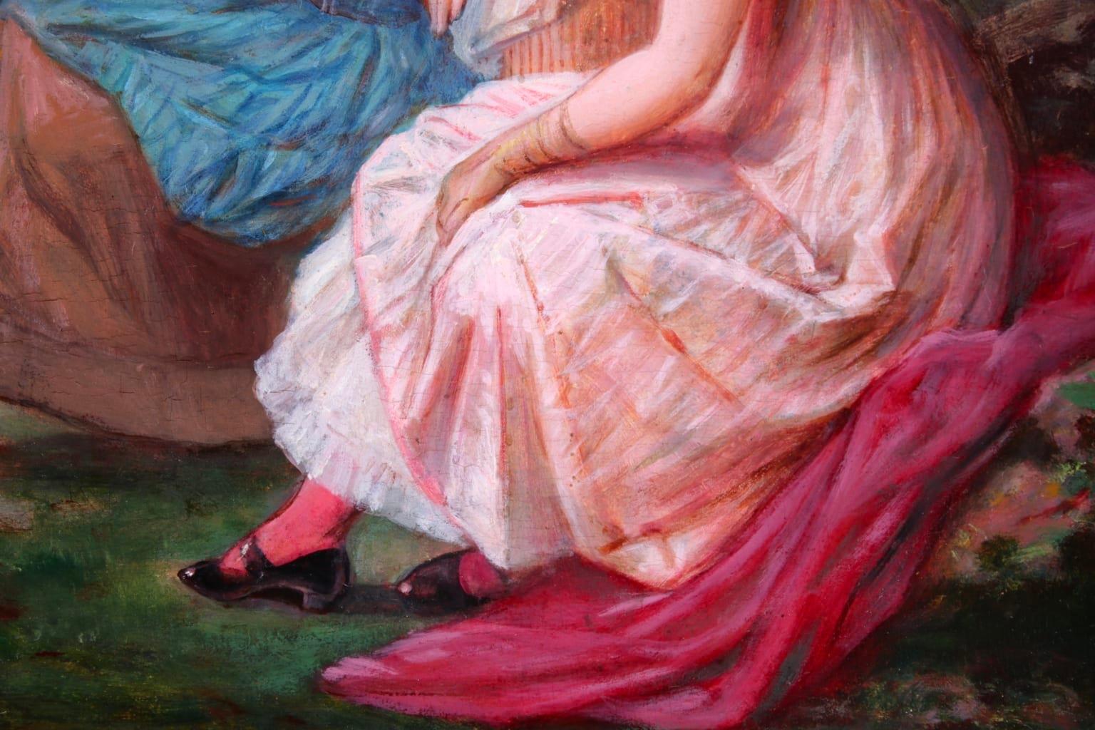 The Advice of Cupid - Romantic Oil, Figures in Landscape by Henri Pierre Picou - Black Figurative Painting by Henri-Pierre Picou