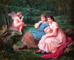 The Advice of Cupid - Romantic Oil, Figures in Landscape by Henri Pierre Picou