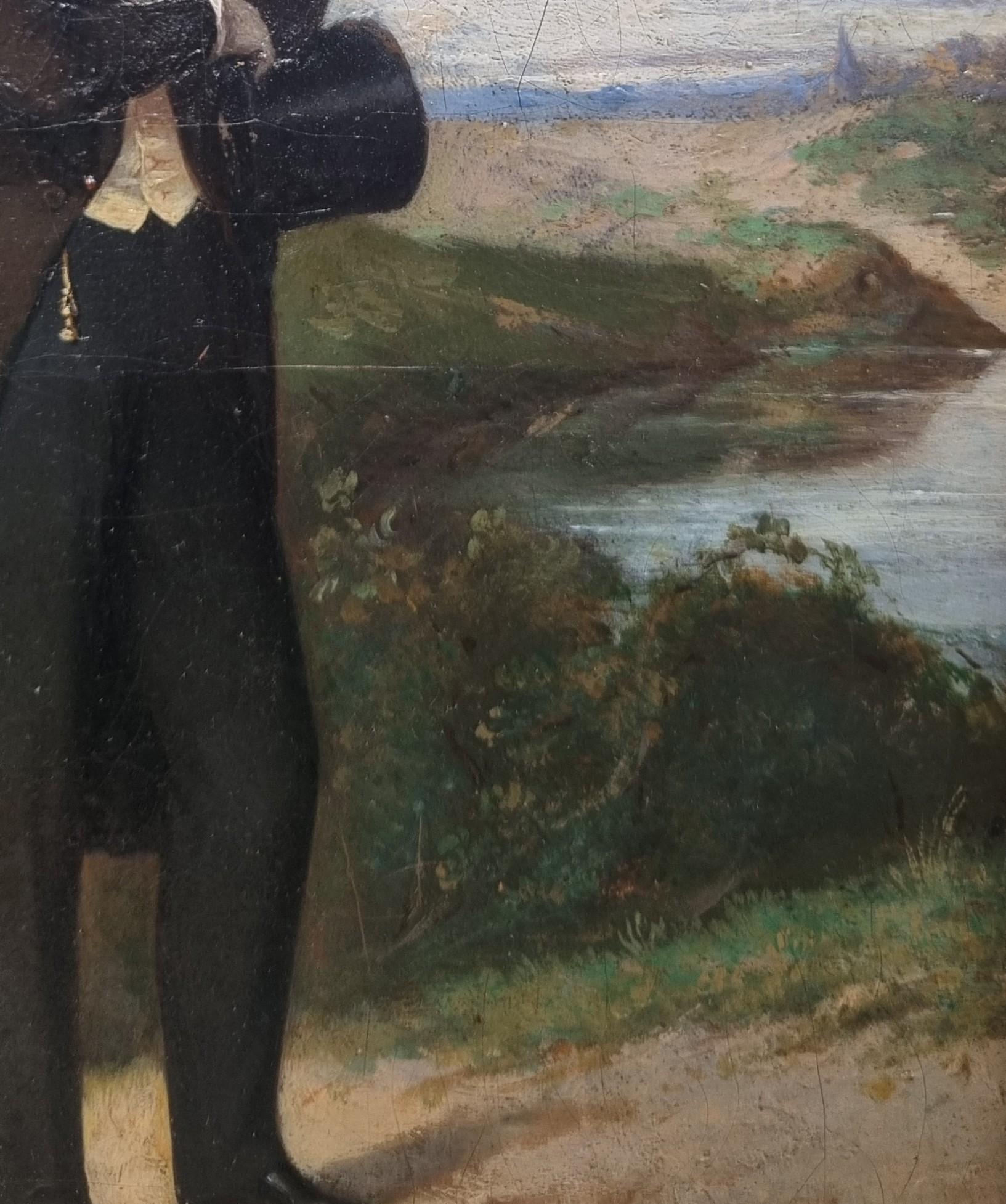 Retrato Alfred de MUSSET puro Pintura romántica francesa XIX POTTIN en venta 1