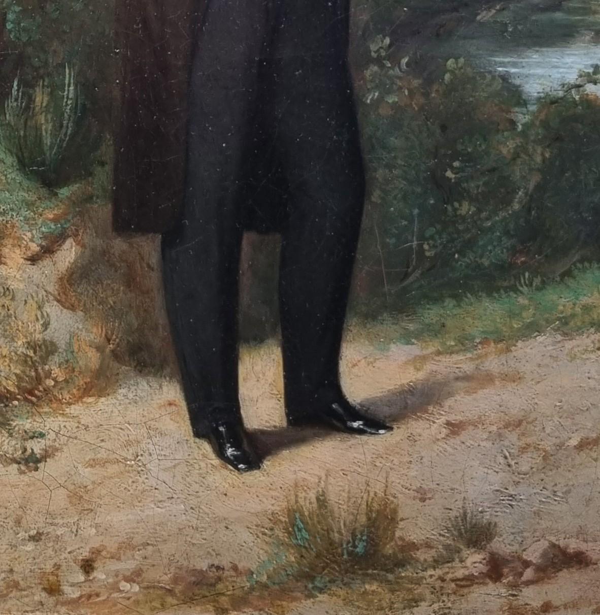 Retrato Alfred de MUSSET puro Pintura romántica francesa XIX POTTIN en venta 2