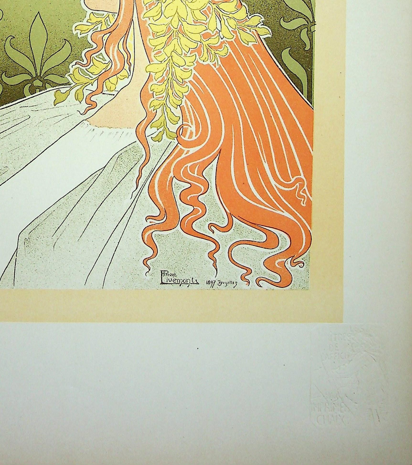Art Nouveau Muse - Litografía (Les Maîtres de l'Affiche), Imprimerie Chaix 1900 - Print de Henri PRIVAT-LIVEMONT