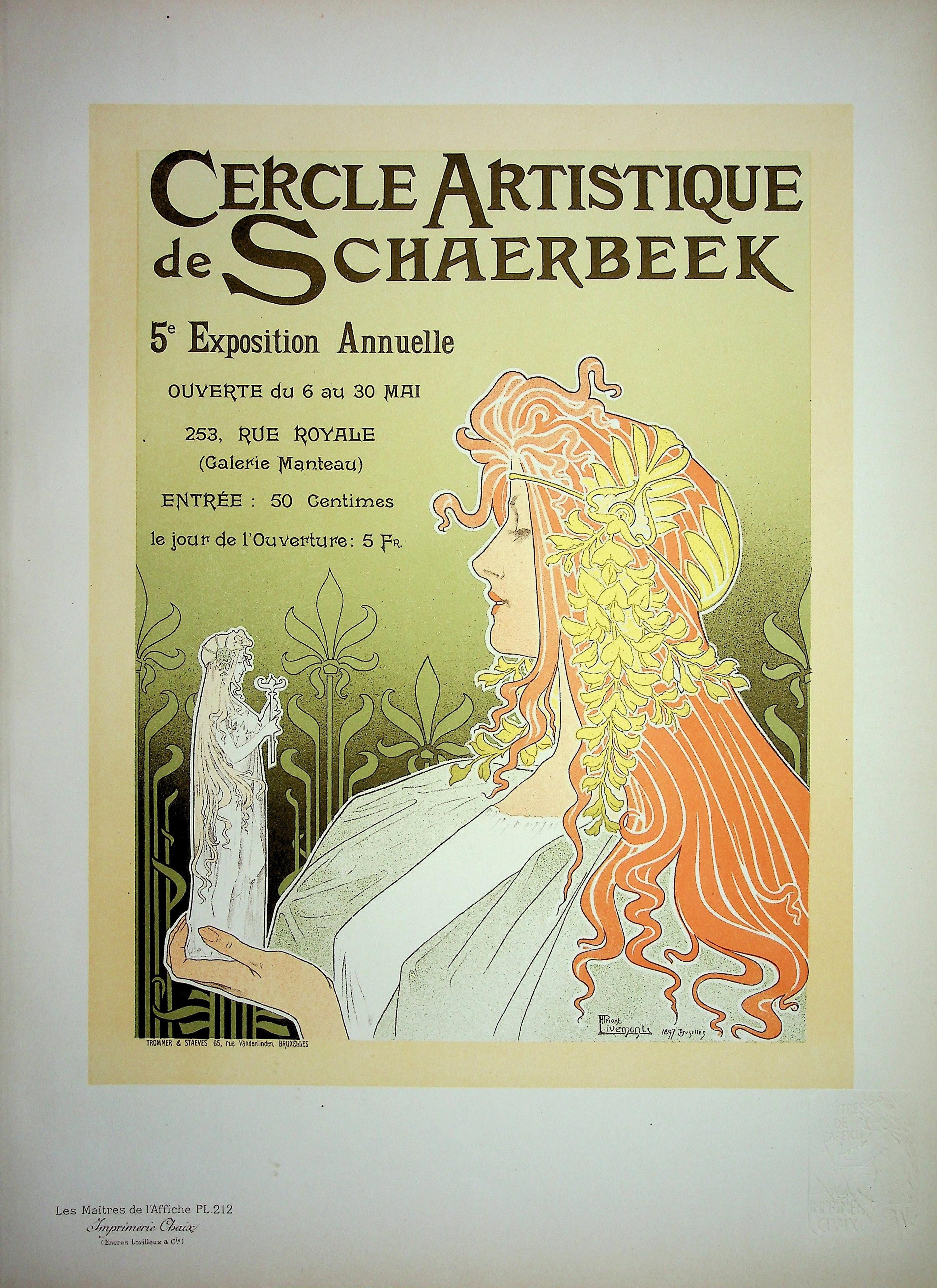 Figurative Print de Henri PRIVAT-LIVEMONT - Art Nouveau Muse - Litografía (Les Maîtres de l'Affiche), Imprimerie Chaix 1900