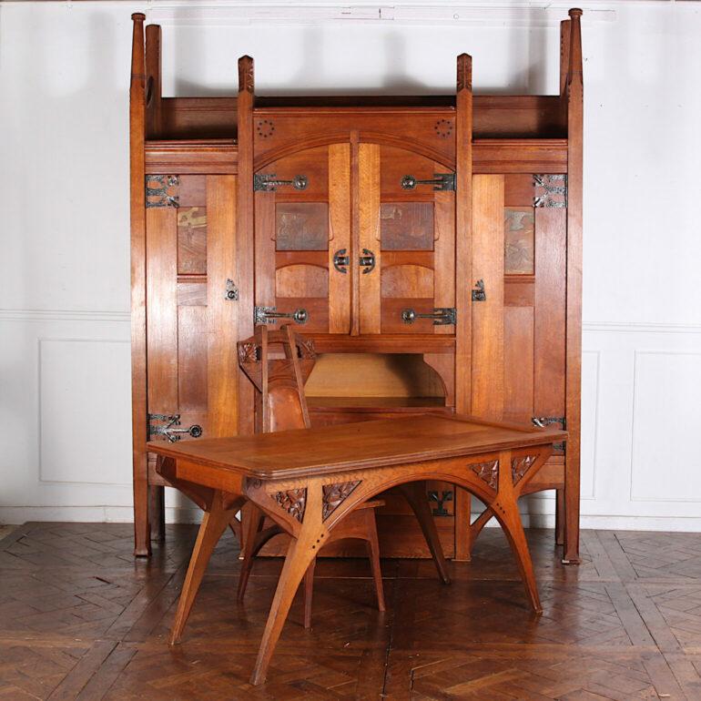 Henri Rapin Arts and Crafts Desk and Chair in Oak 10