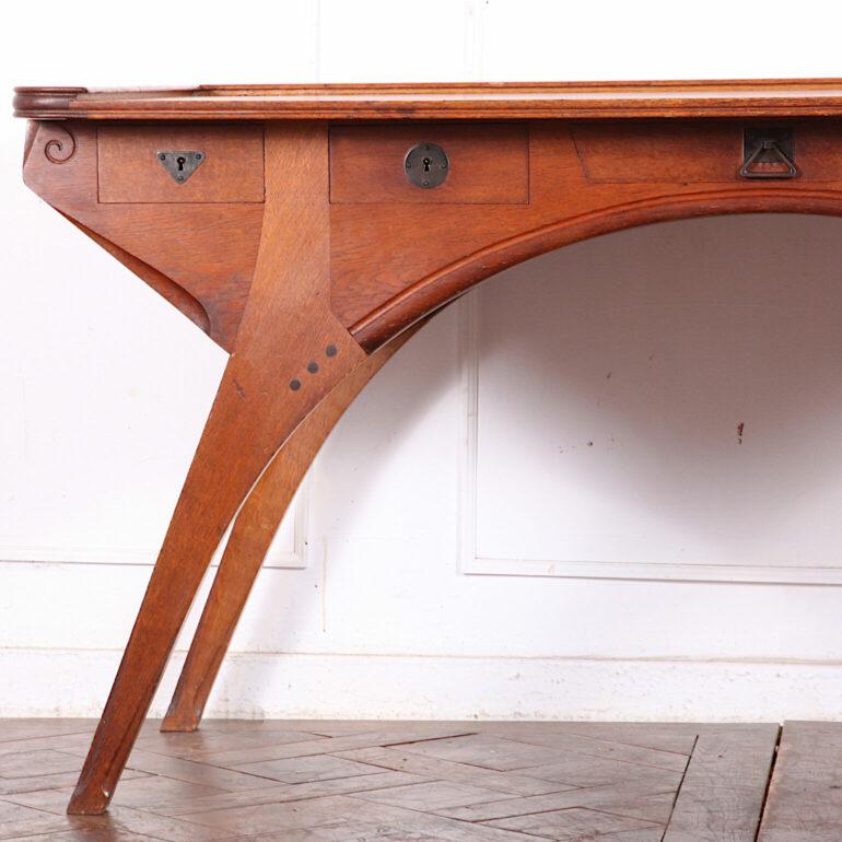 Henri Rapin Arts and Crafts Desk and Chair in Oak 1