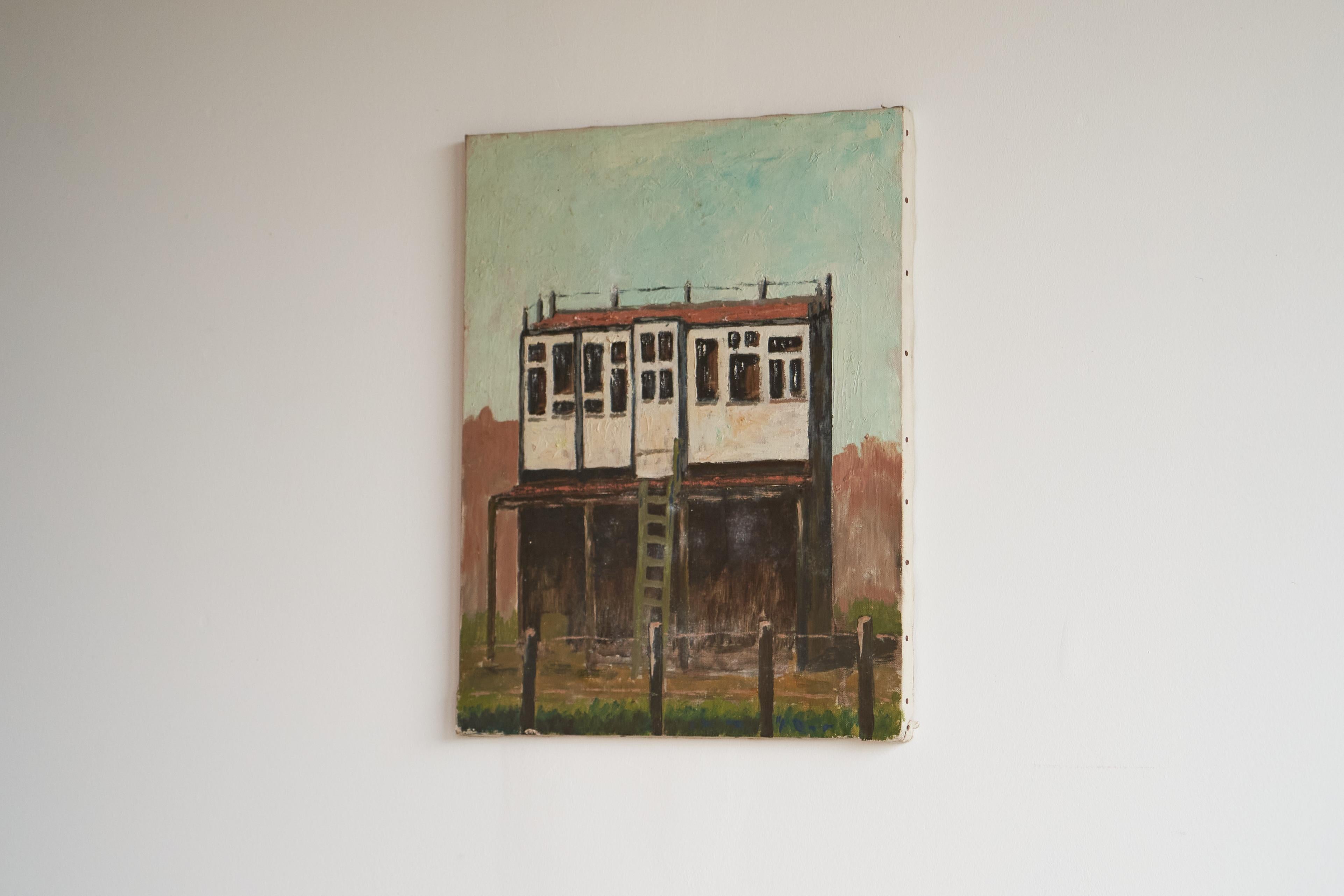 Belgian Henri (Rik) van Kogelenberg 'Flemish Dovecote' Oil on Canvas Belgium 1960s For Sale