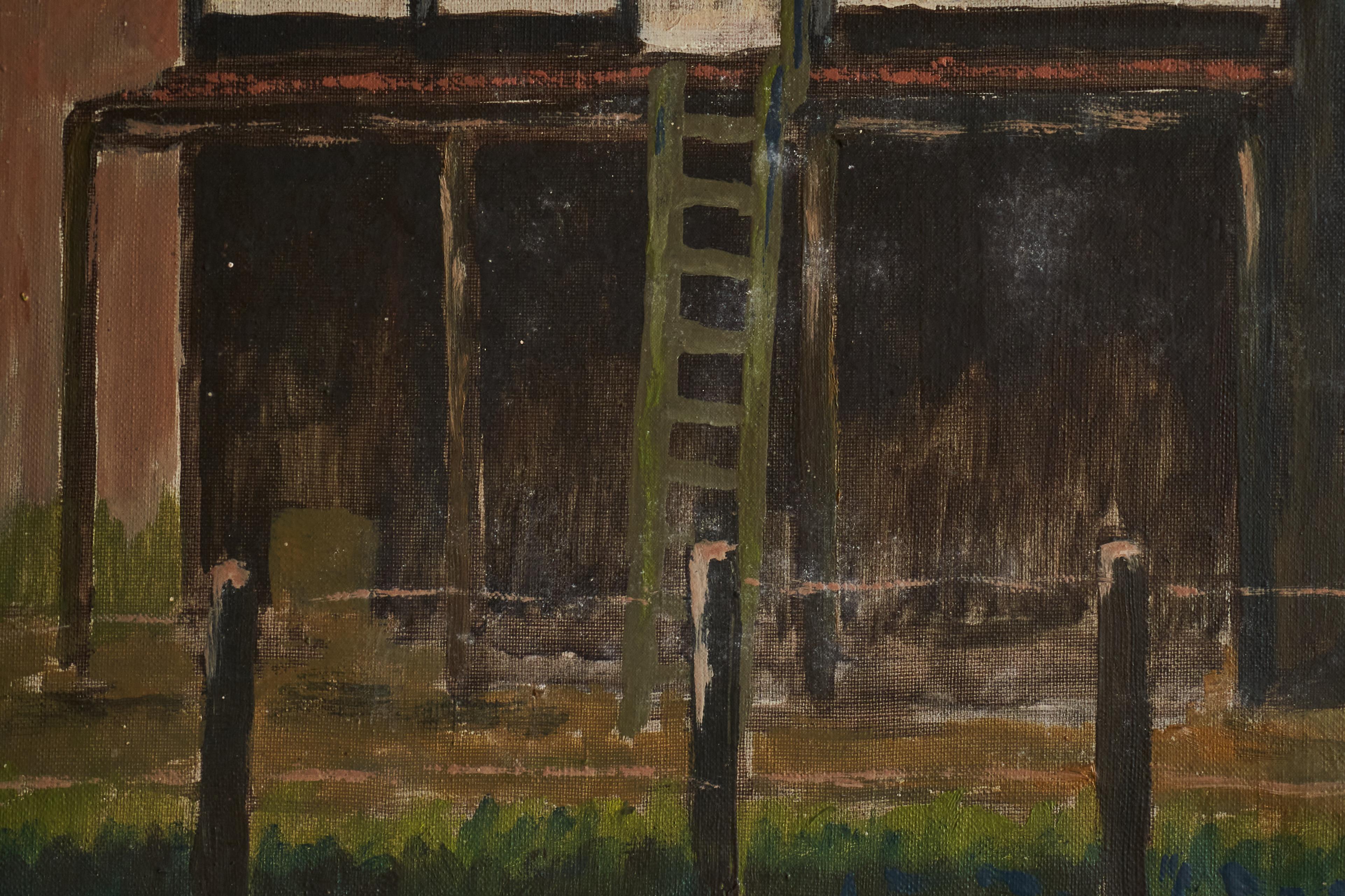 Hand-Crafted Henri (Rik) van Kogelenberg 'Flemish Dovecote' Oil on Canvas Belgium 1960s For Sale