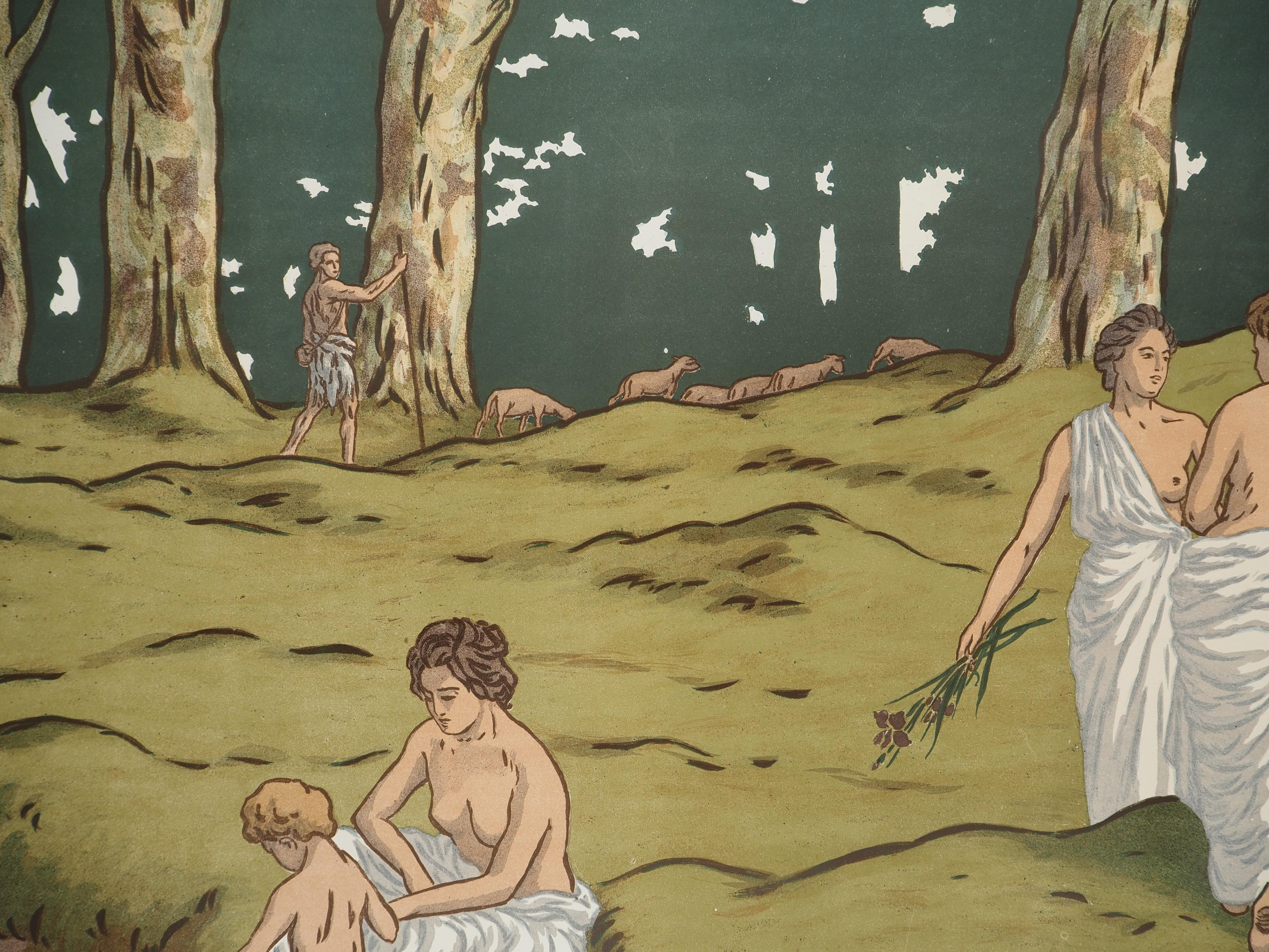 Art Nouveau: Età dell'oro, Vita tranquilla nella foresta - litografia originale in vendita 3