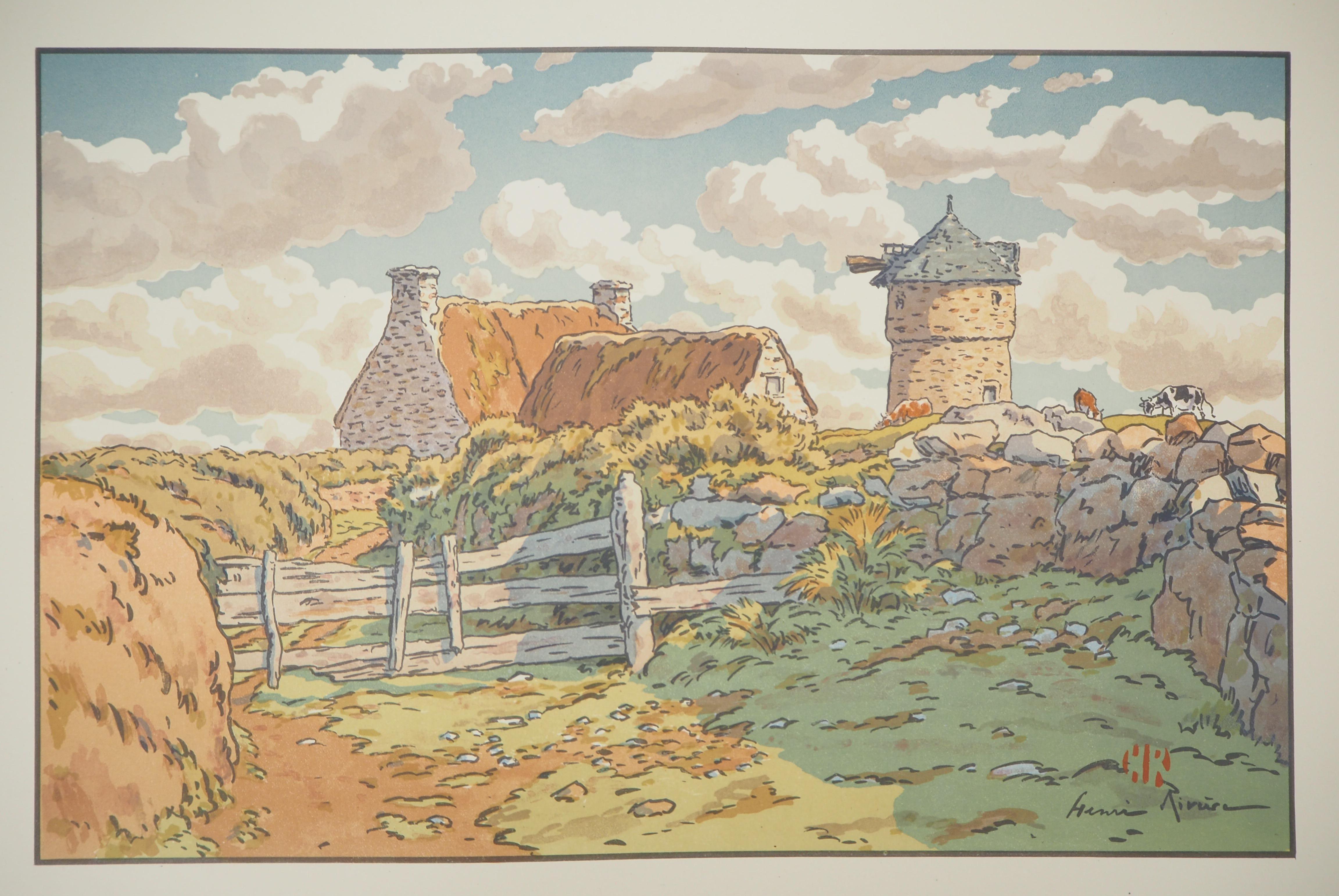 Henri Riviere Landscape Print - Brittany : The Old Mill - Original lithograph