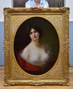 A Young Beauty - 19th Century French Oil Painting circa 1885 - Nude
