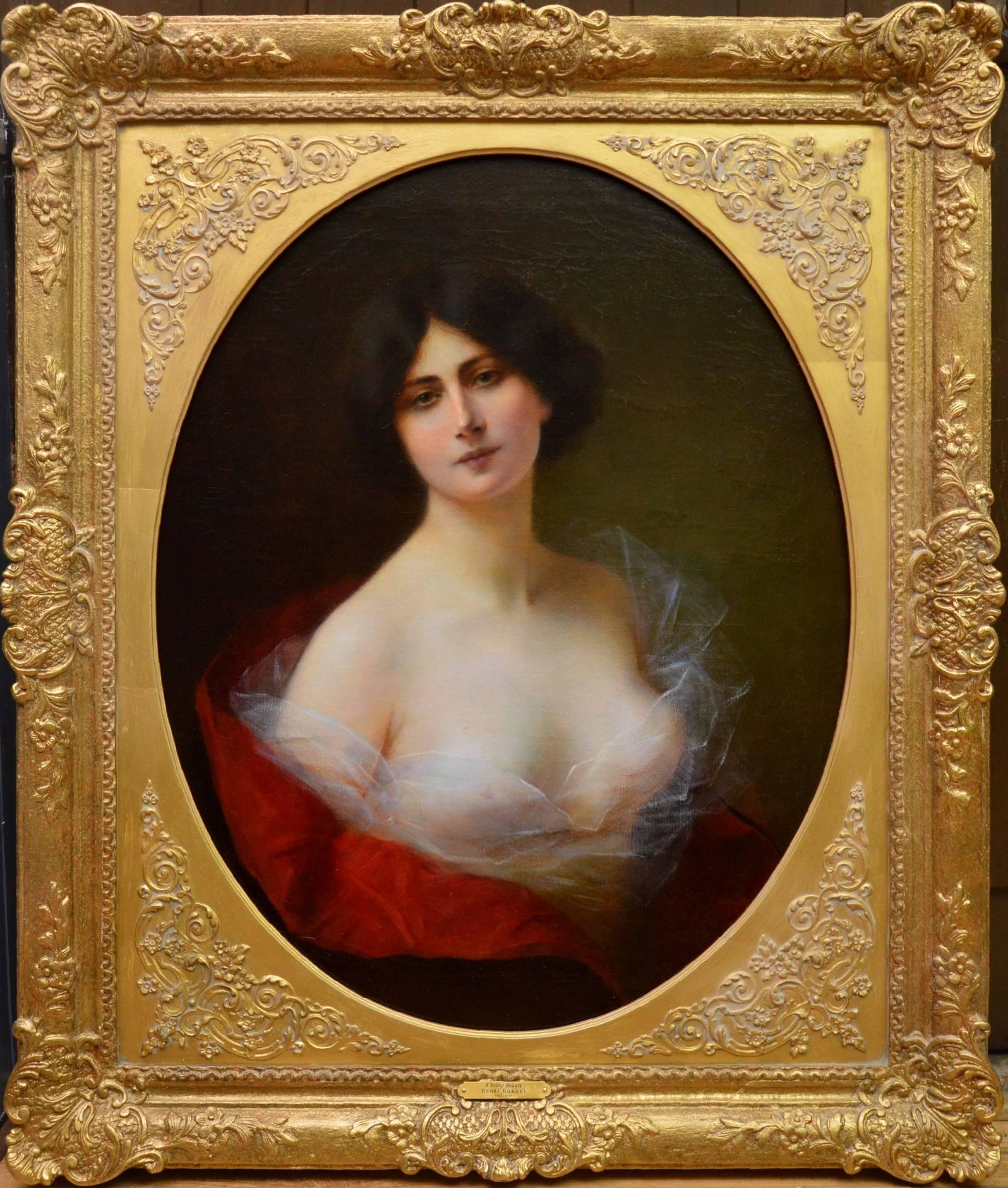 Henri Rondel Figurative Painting - A Young Beauty - 19th Century French Oil Painting circa 1885 - Nude