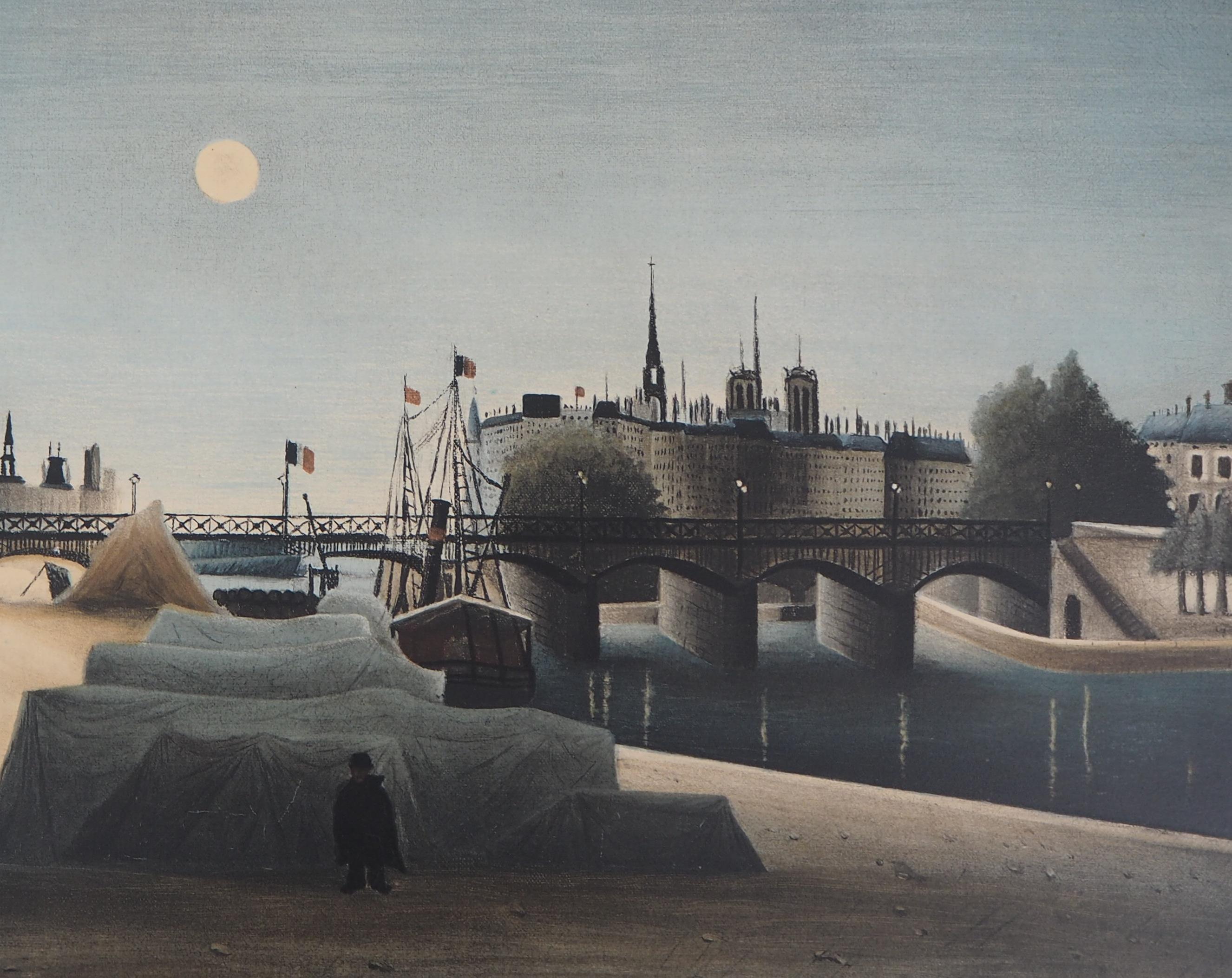 Henri ROUSSEAU (llamado Le Douanier ROUSSEAU) (after)
París : Río Sena e Iglesia de Notre Dame

Litografía de Stone a partir de un cuadro
Firma impresa en la placa
Justificado HC
Sobre vitela 54 x 75 cm (c. 22 x 30 in)

Excelente estado