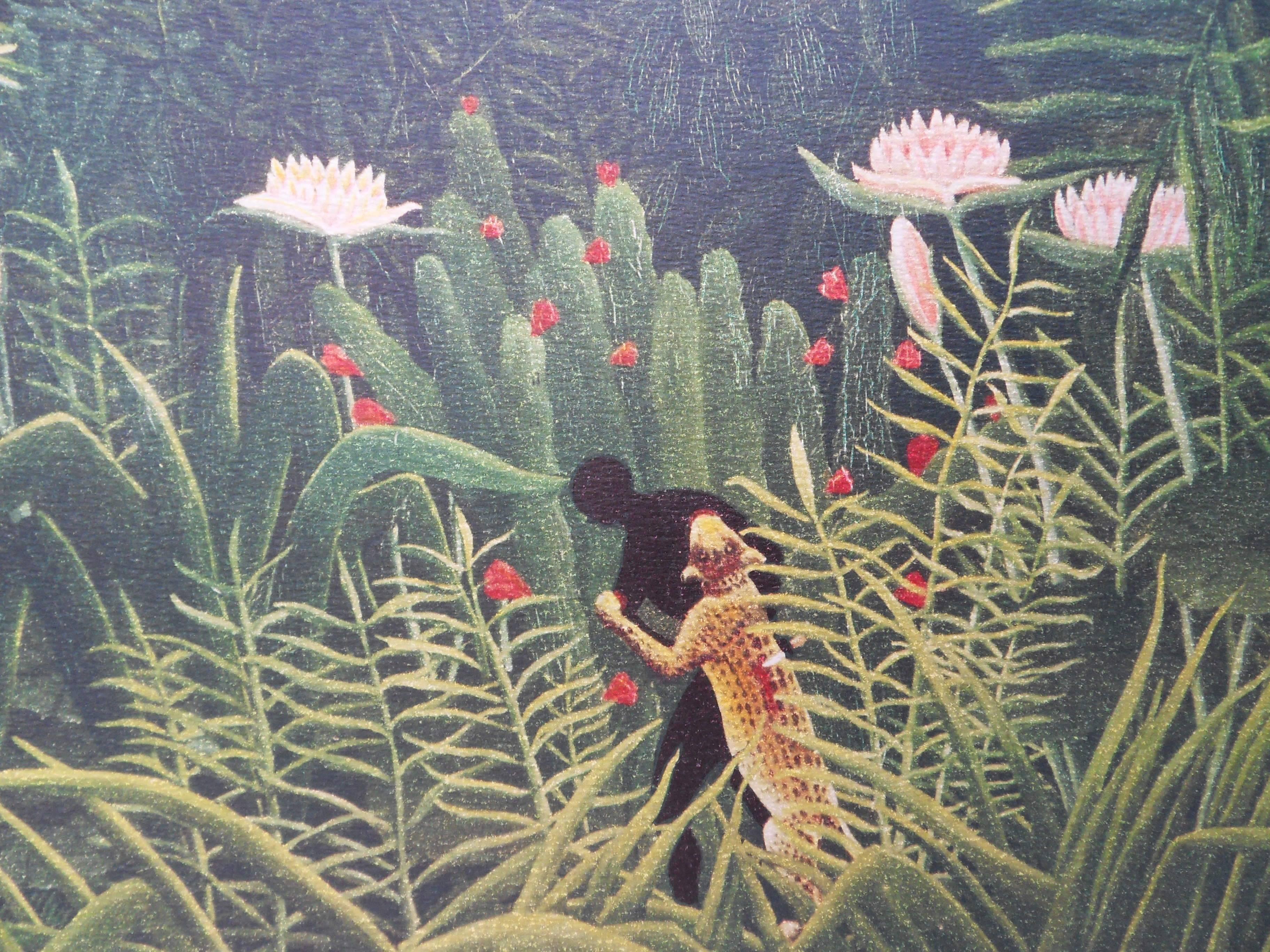 Virgin Forest with Sunset - Lithograph - Limited /300ex - Gray Landscape Print by Henri Rousseau