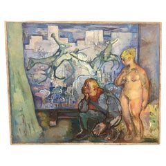 Henri Saada "Le rêve de l'artiste" Large Oil on Canvas, Signed