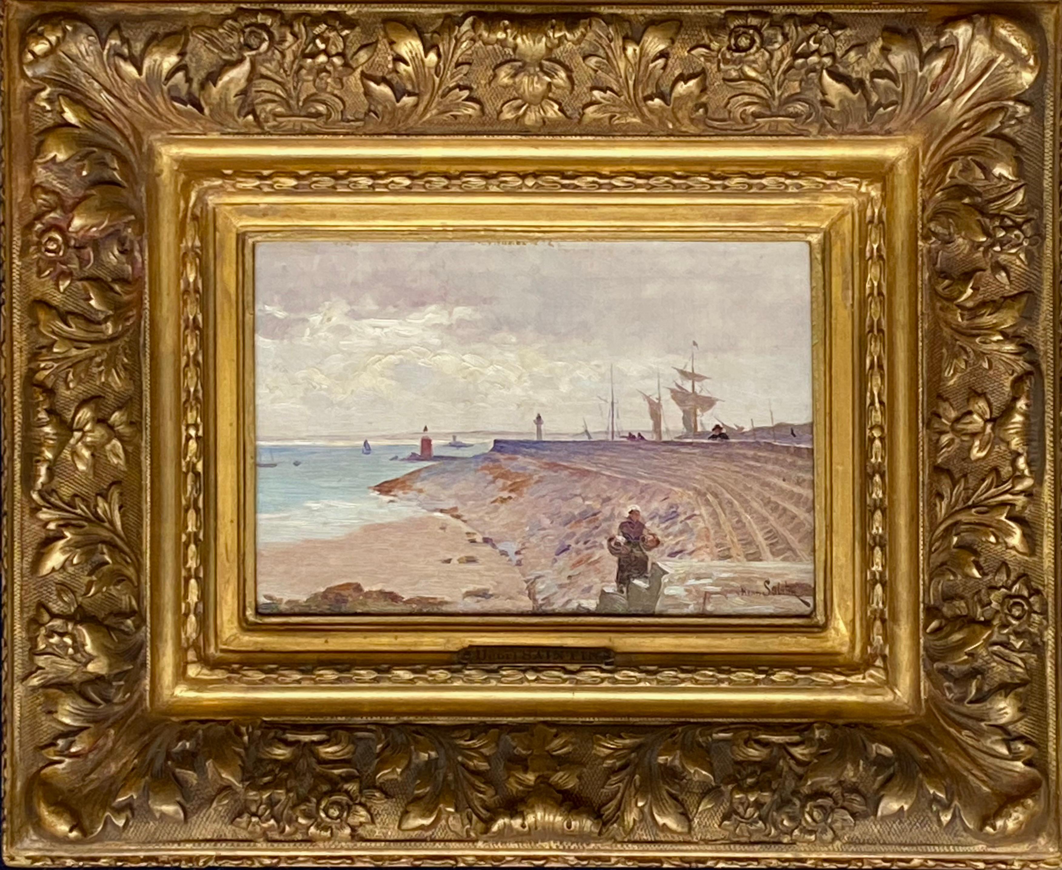 Henri Saintin Landscape Painting – La Jetee (Der Pfeiler)