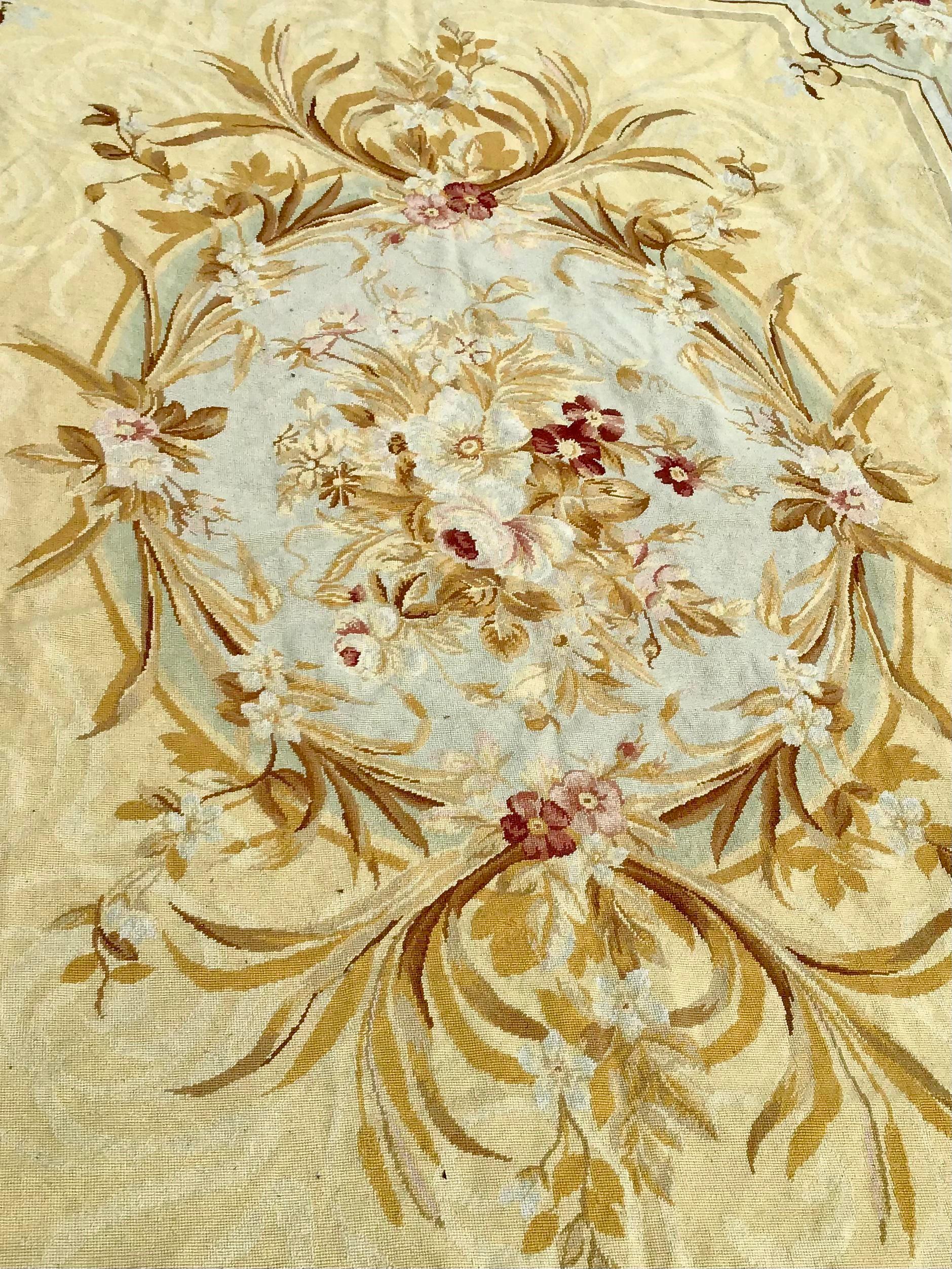 Henri Samuel Style French Aubusson Needlepoint Floor Covering For Sale 4