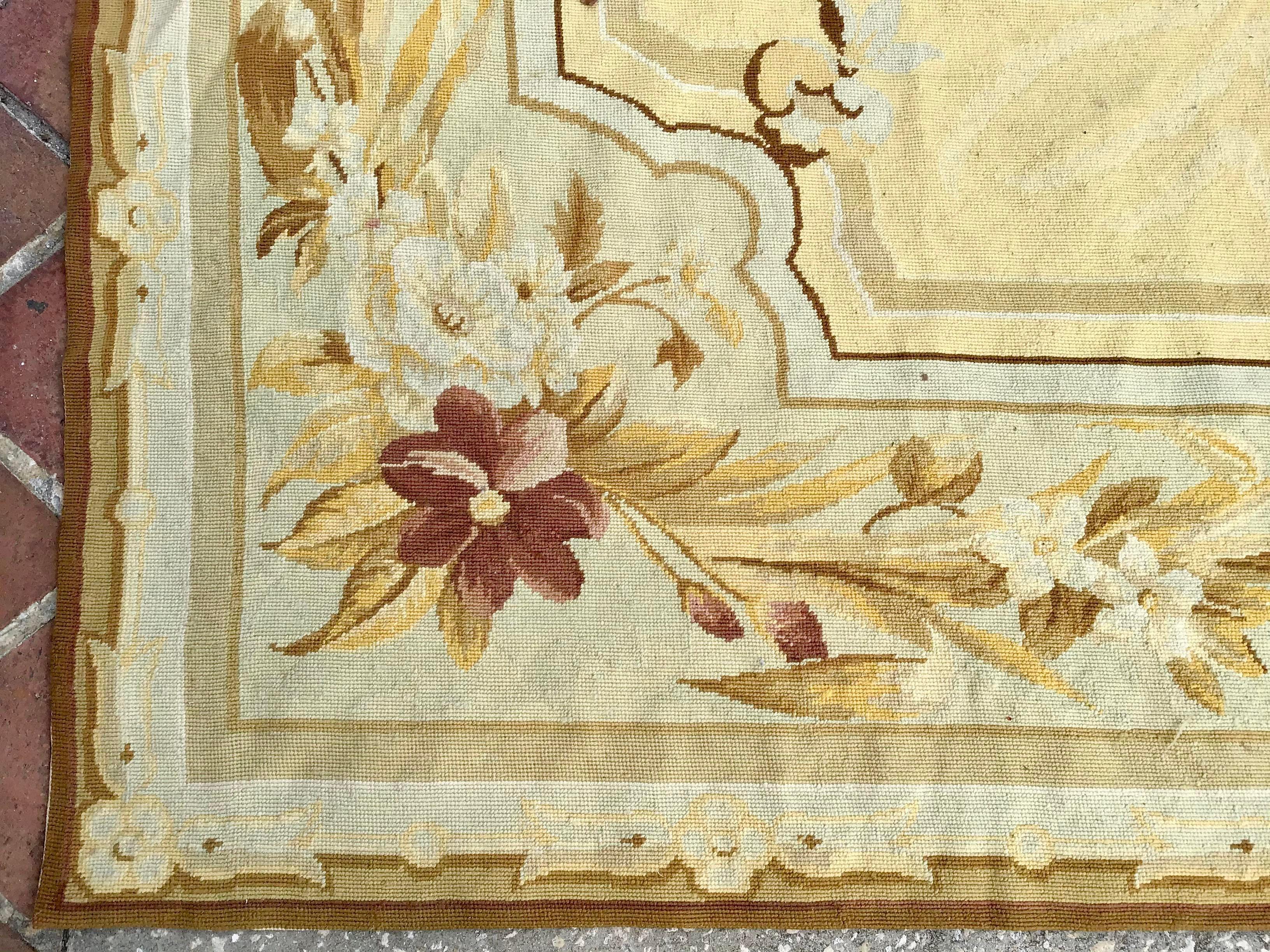 Henri Samuel Style French Aubusson Needlepoint Floor Covering For Sale 2