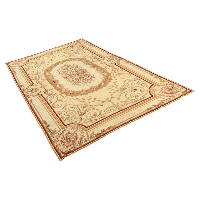 Henri Samuel Style French Aubusson Needlepoint Large Rug For Sale at