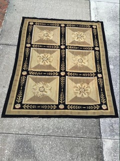 Henri Samuel Style French Aubusson Needlepoint Medallion Rug
