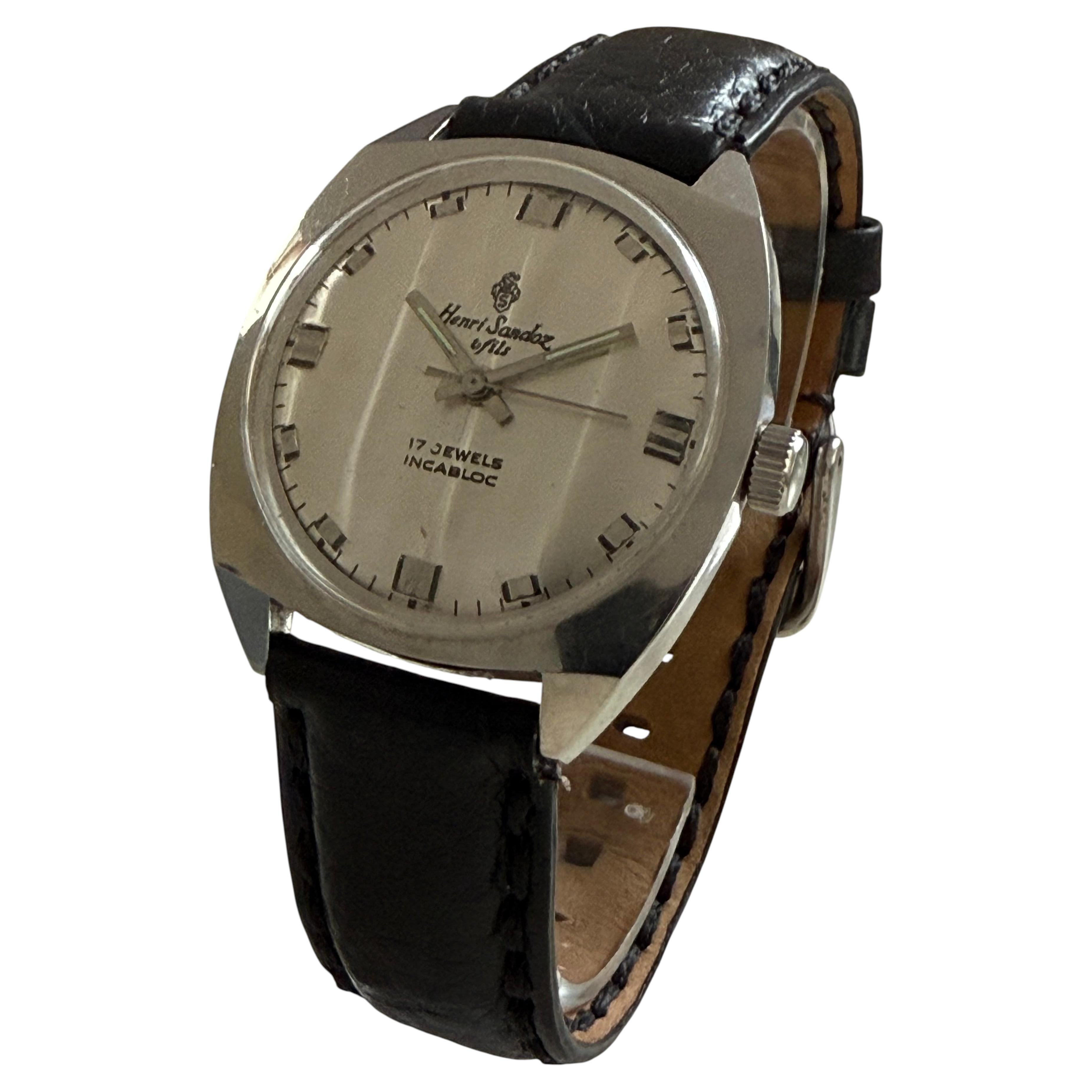 Henri Sandoz, 36mm Stainless Steel Case, 17 Jewel Manual Movement, c1969