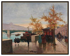 Henri Schaeffer Large Original Oil Painting On Canvas Paris Cityscape Signed Art