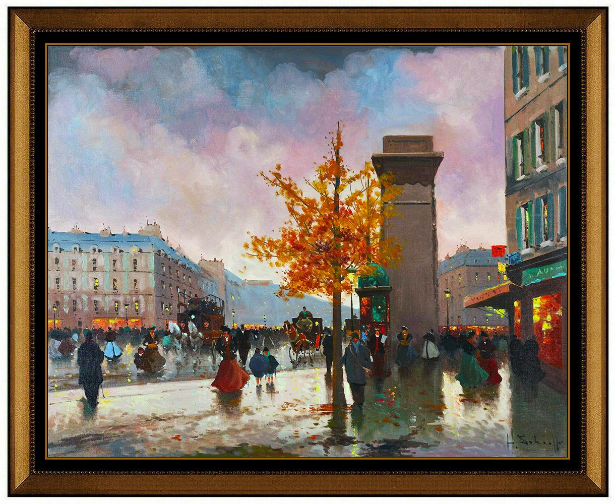 Henri Schäfer Landscape Painting - Henri Schaeffer Original Oil Painting On Canvas Paris Large Signed Pairs Artwork