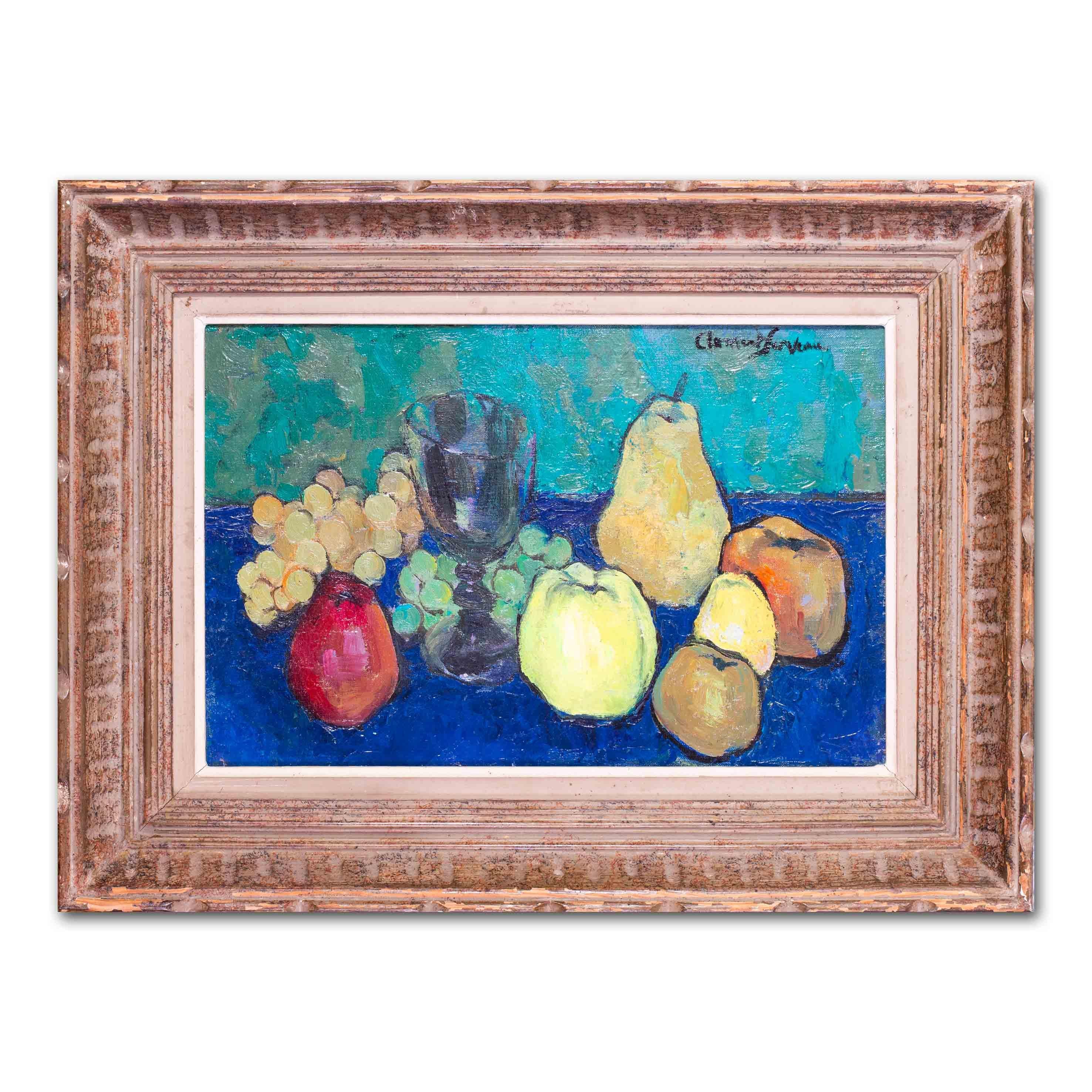 French Cubist still life with fruits by Post Impressionist Henri Clement Serveau 3