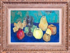 French Cubist still life with fruits by Post Impressionist Henri Clement Serveau