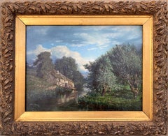 River Cottage 1849/ Barbizon landscape heralding Impressionism Jongkind's friend