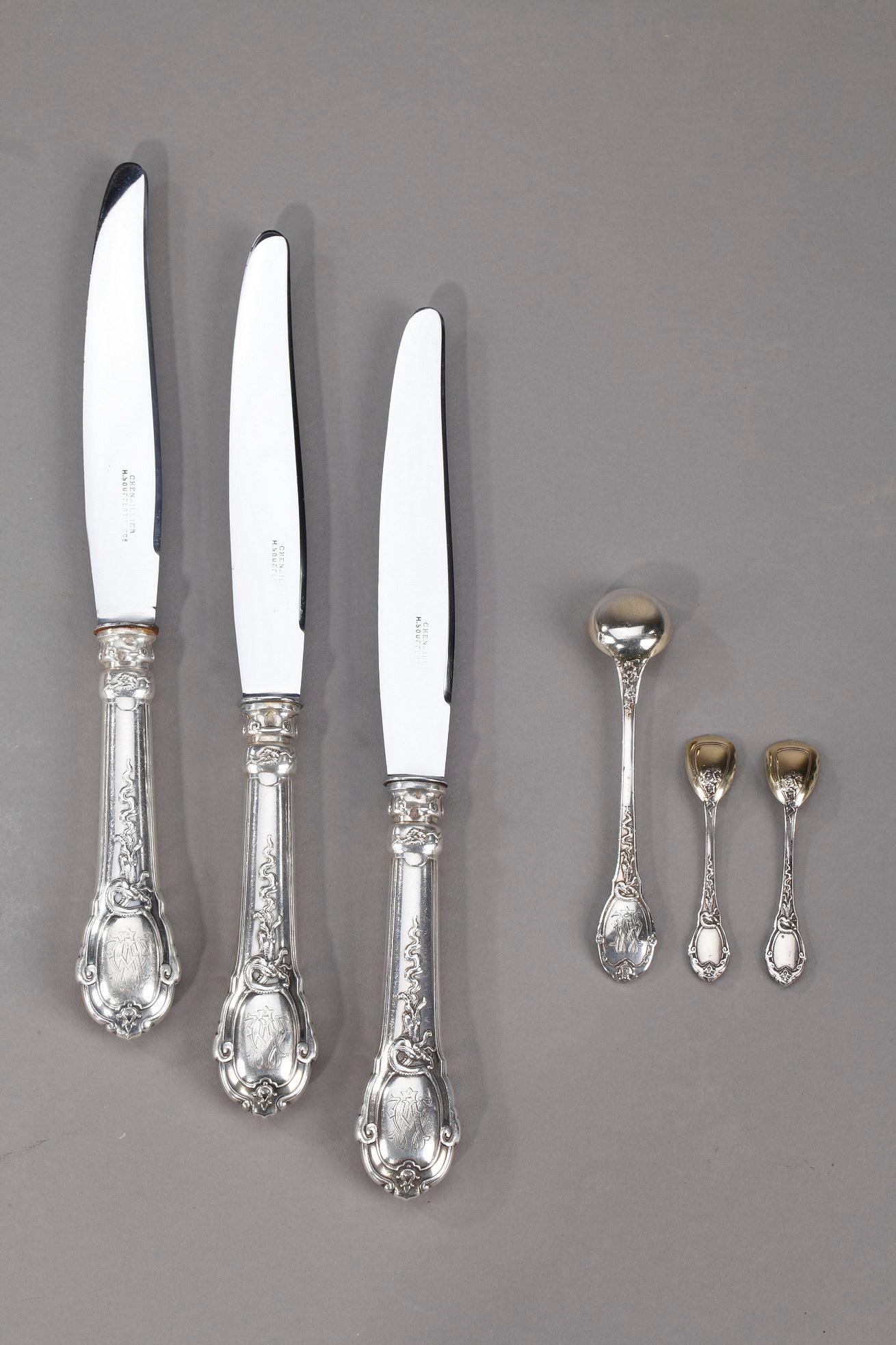 Henri Soufflot Silver Flatware Service, 164 Pieces 6